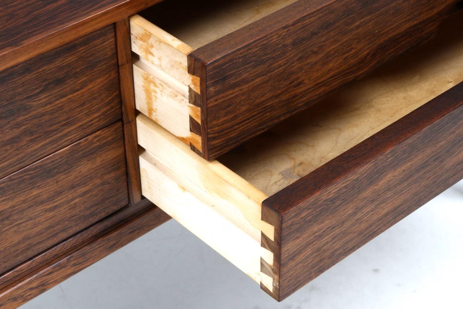Woodwork Low chest of drawers in rosewood by Kai Kristiansen for Aksel Kjersgaard For Sale