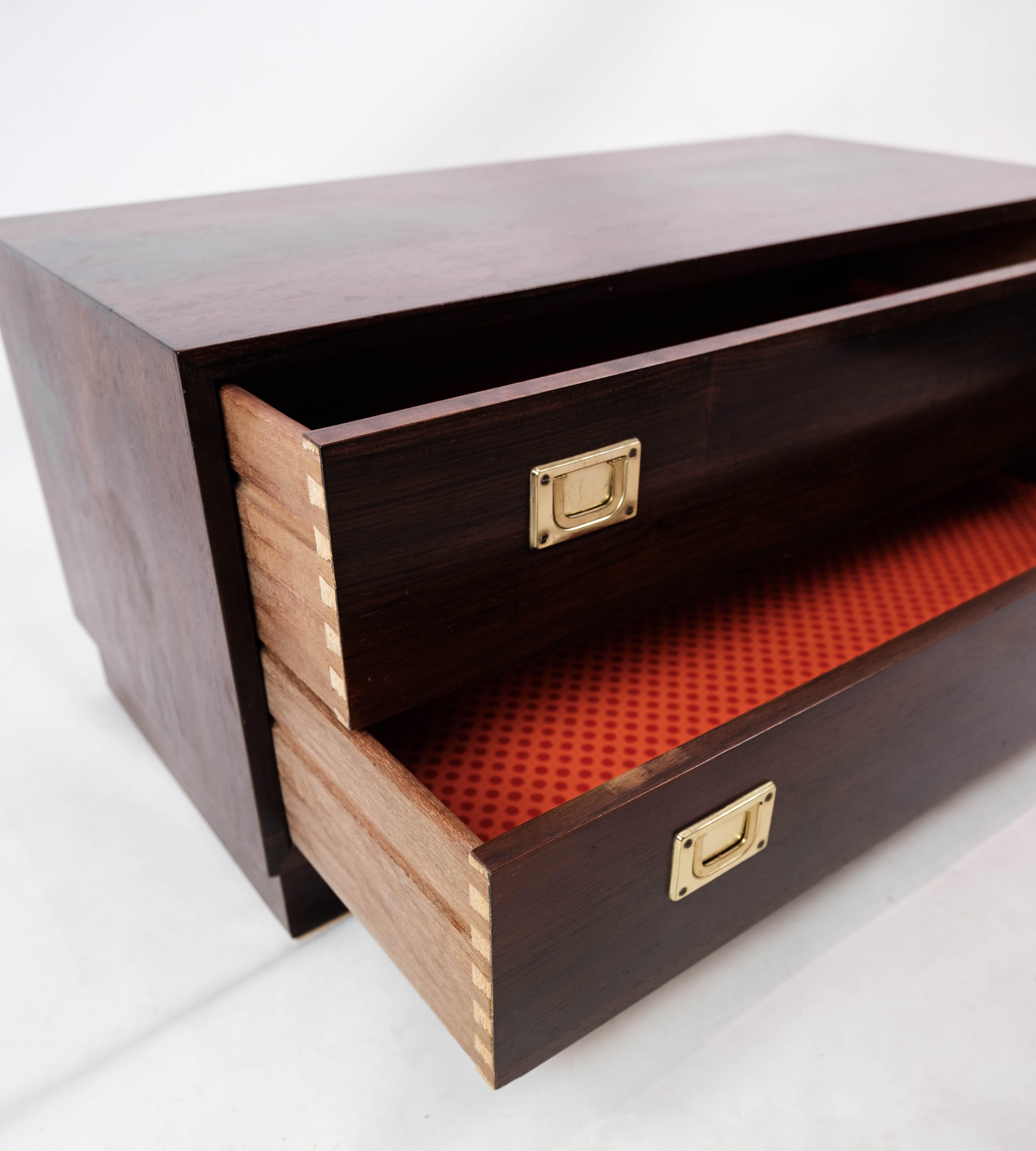 Low Chest of Drawers in Rosewood with Brass Handles, of Danish Design, 1960s 5