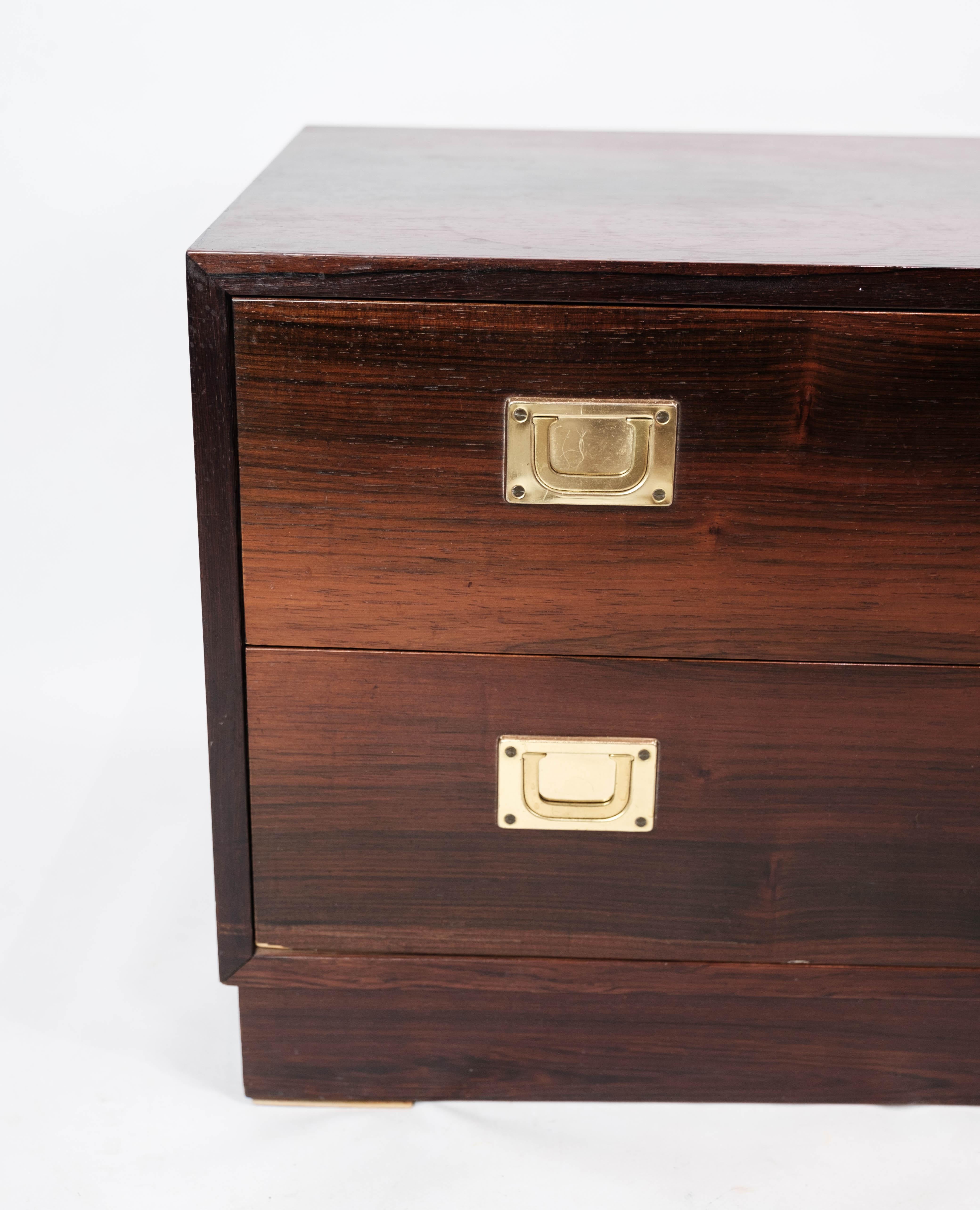 Low Chest of Drawers in Rosewood with Brass Handles, of Danish Design, 1960s 1