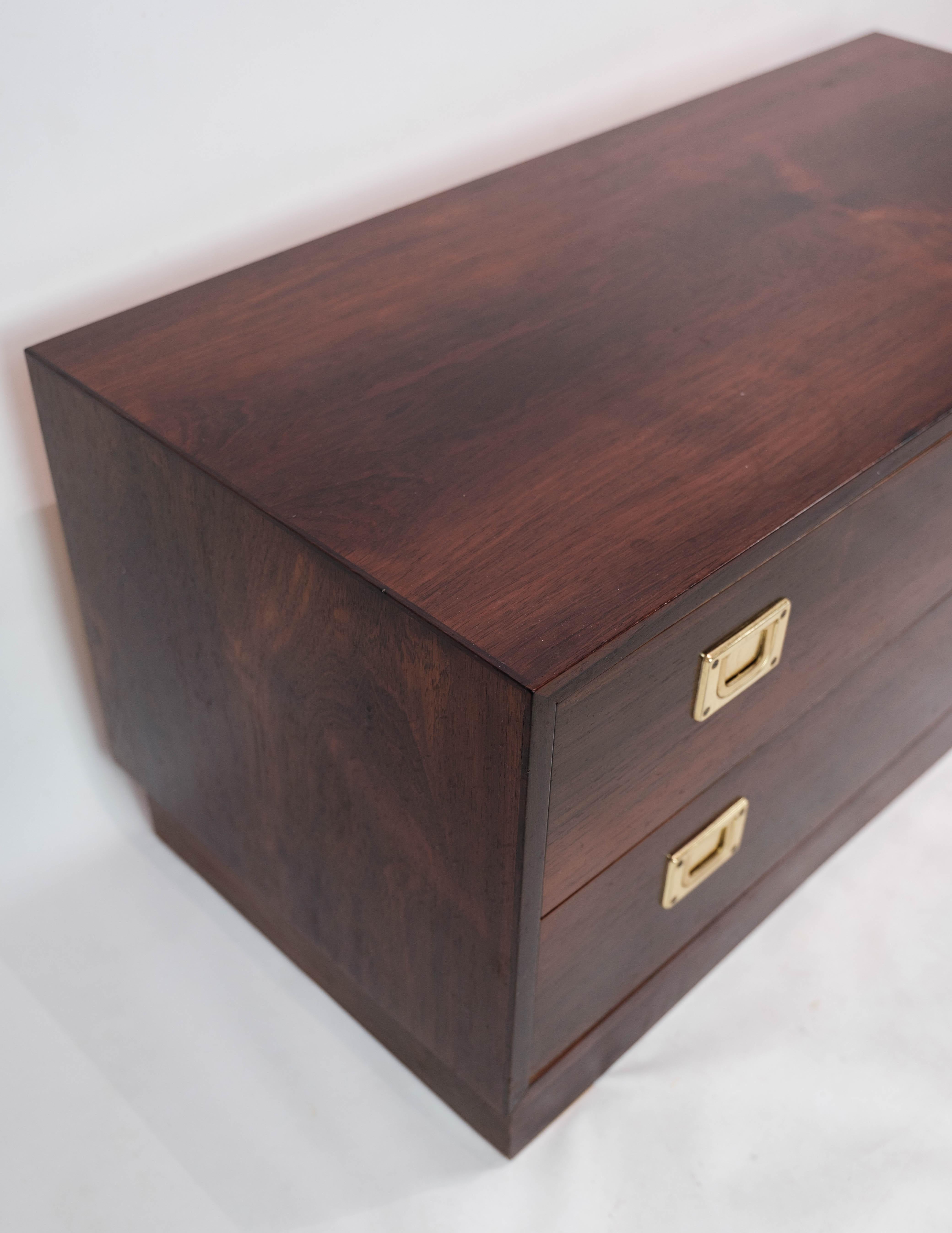 Low Chest of Drawers in Rosewood with Brass Handles, of Danish Design, 1960s 2