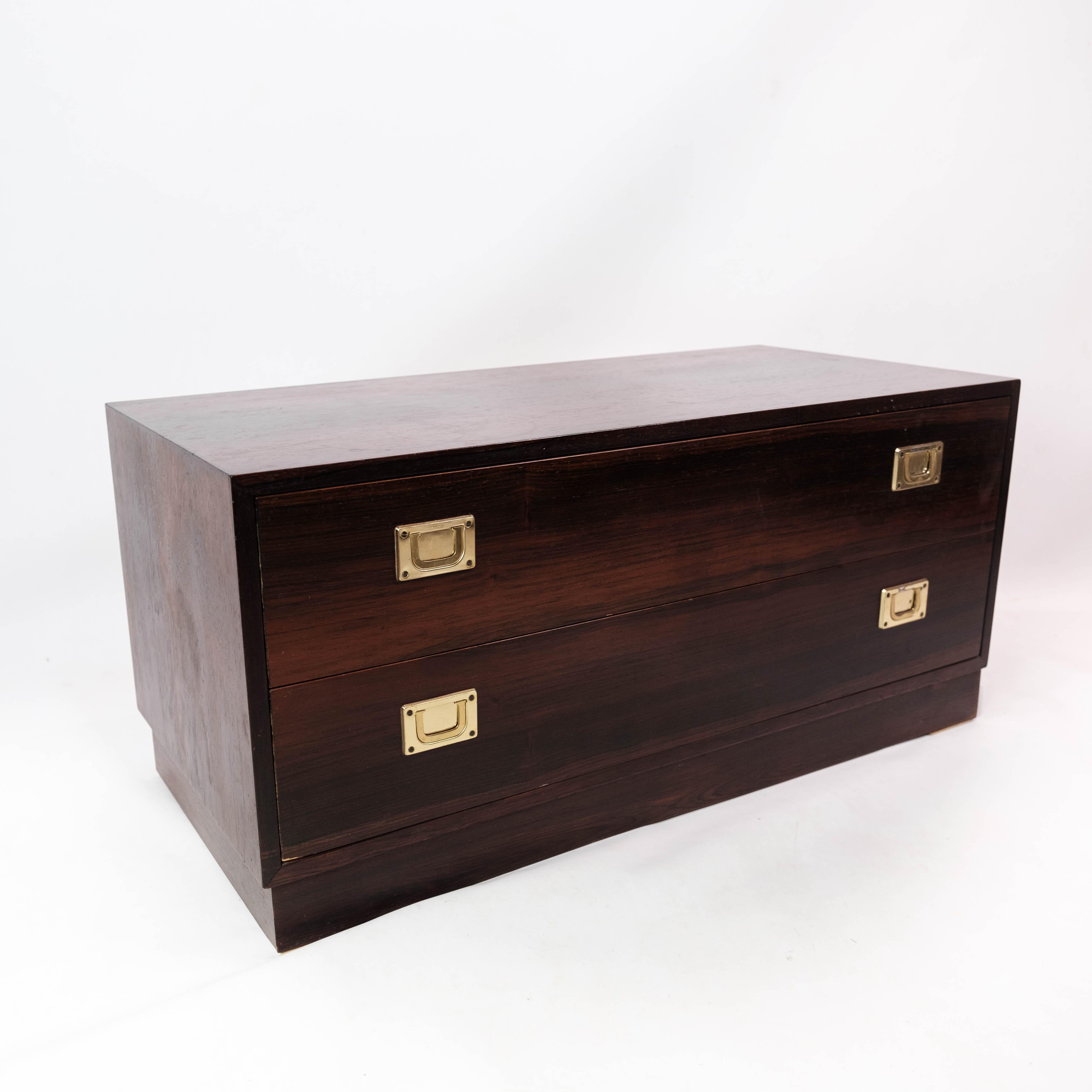 Low Chest of Drawers in Rosewood with Brass Handles, of Danish Design, 1960s 3