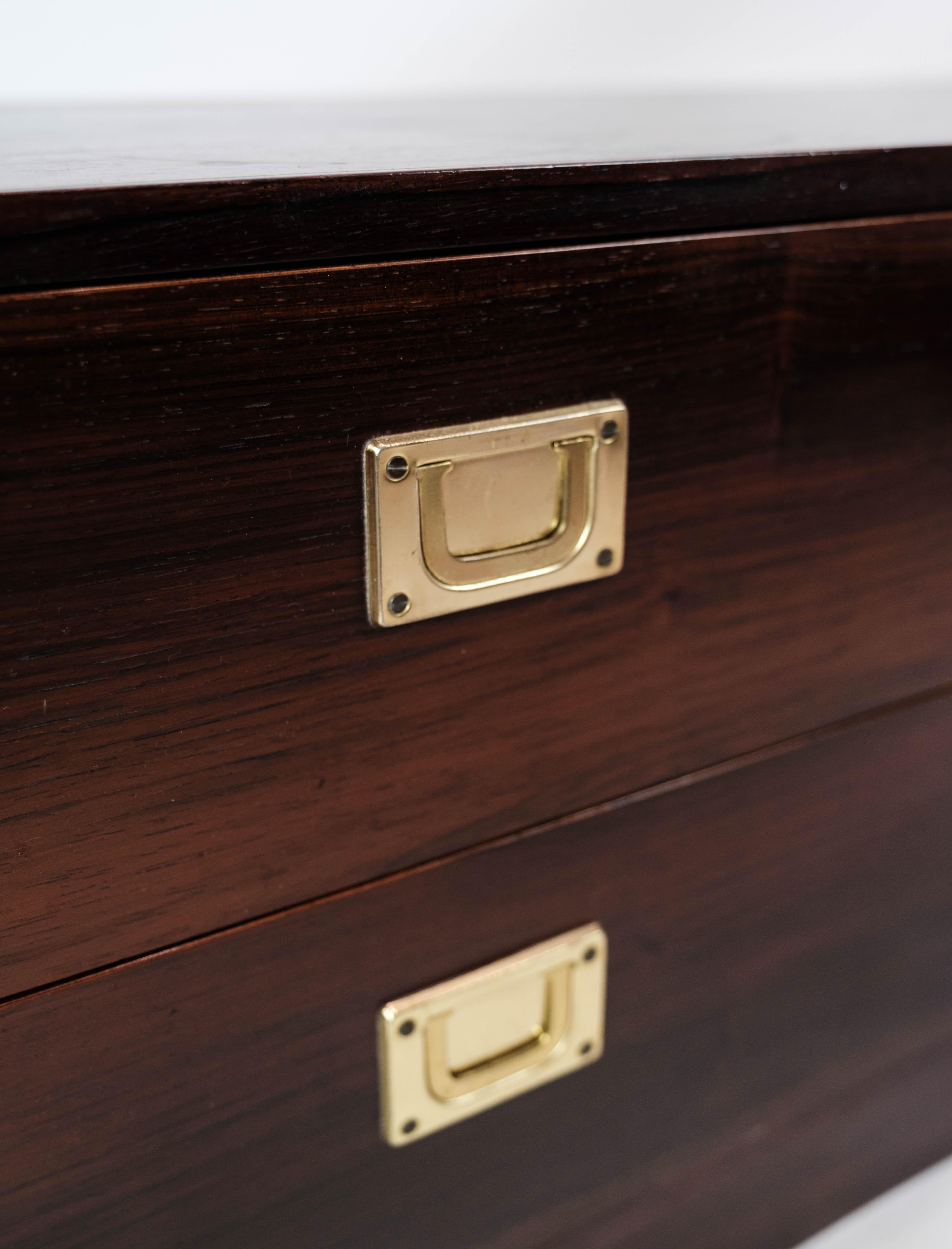 Low Chest of Drawers in Rosewood with Brass Handles, of Danish Design, 1960s 4