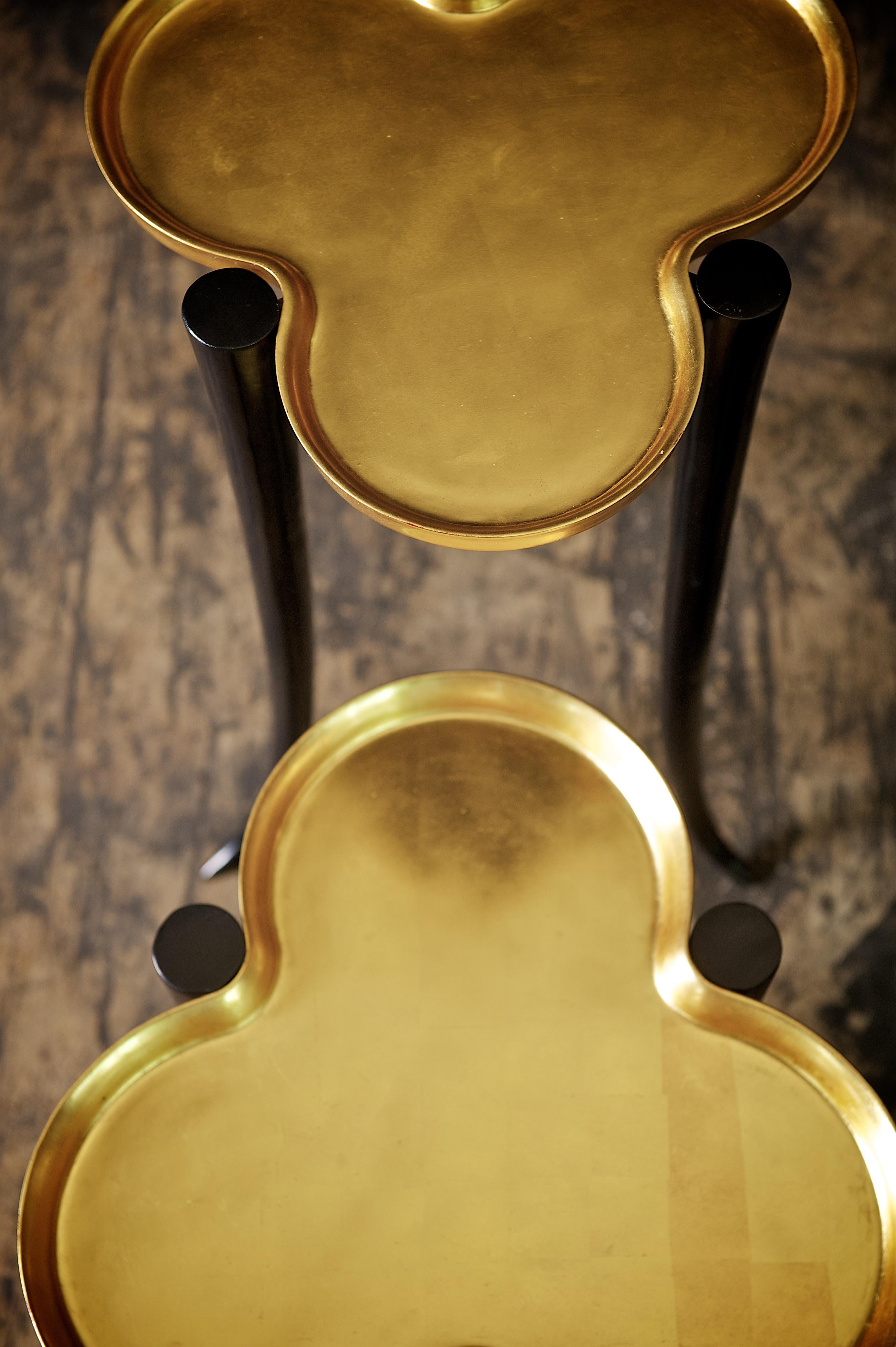 Table d'appoint basse Chime en bronze avec laque à feuilles d'or par Elan Atelier, EN STOCK en vente 4