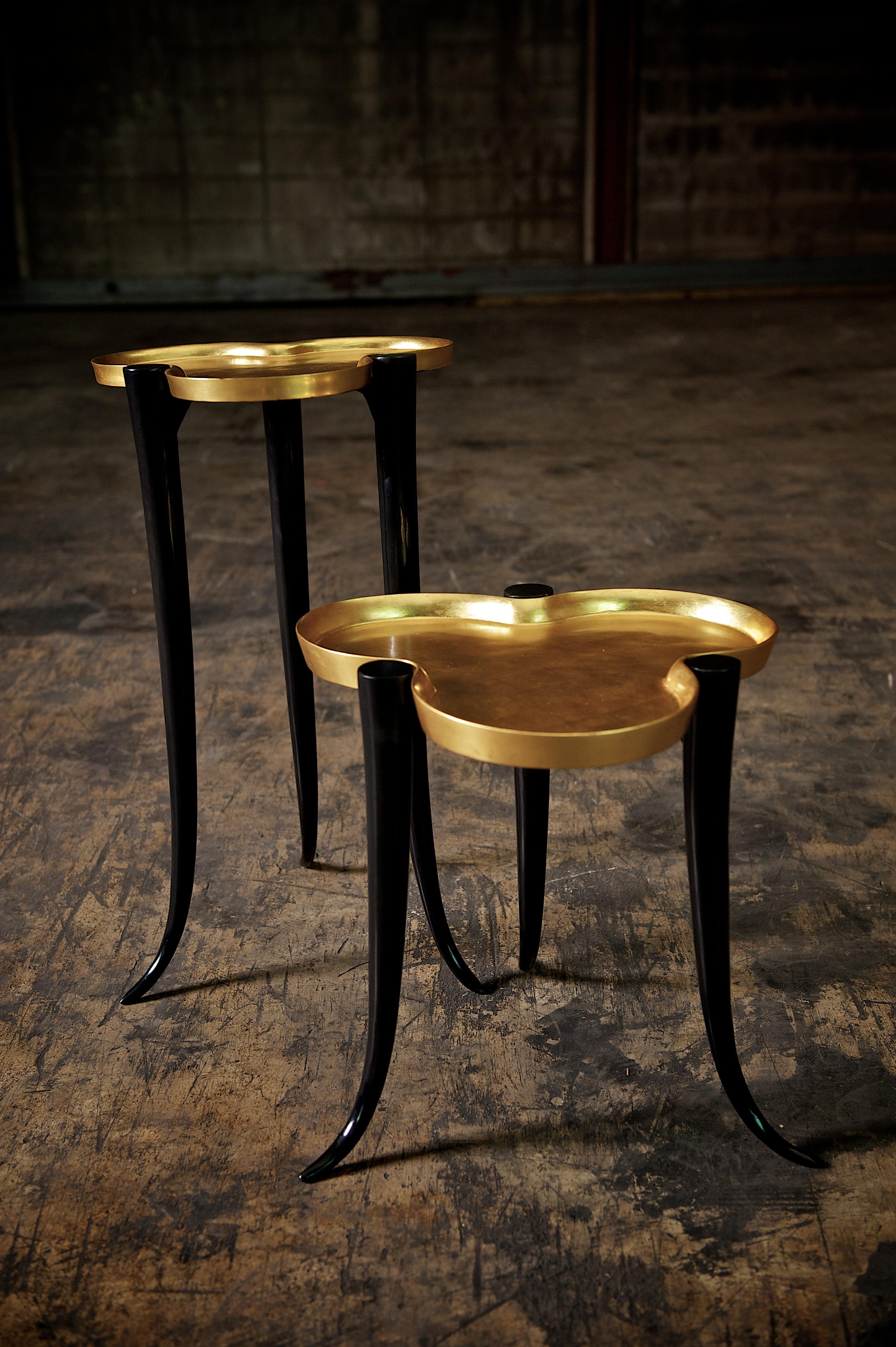 Low Chime Side Table in Dark Bronze & Gold Leaf by Elan Atelier in Stock For Sale 6