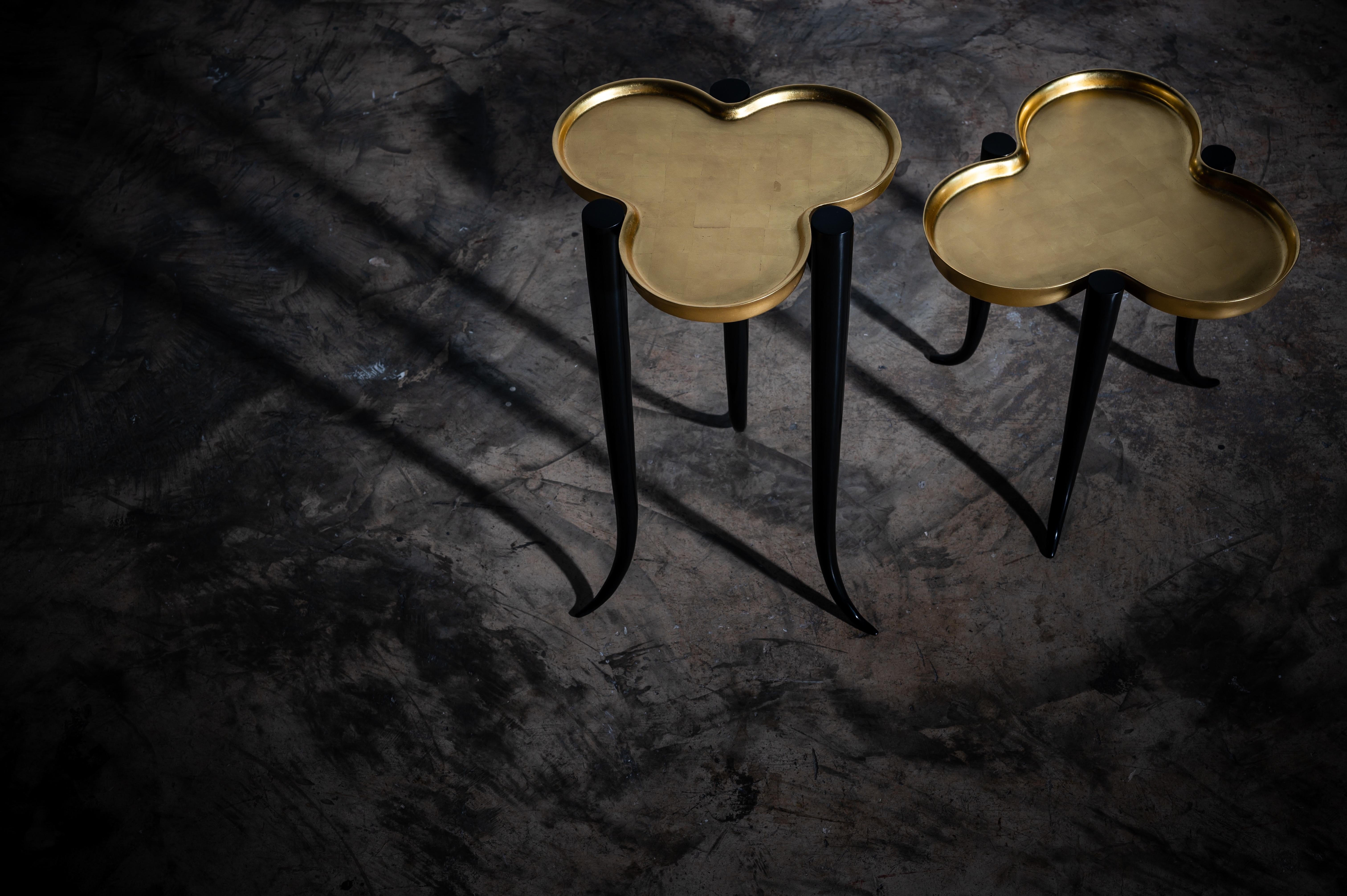Low Chime Side Table in Dark Bronze & Gold Leaf by Elan Atelier in Stock For Sale 8