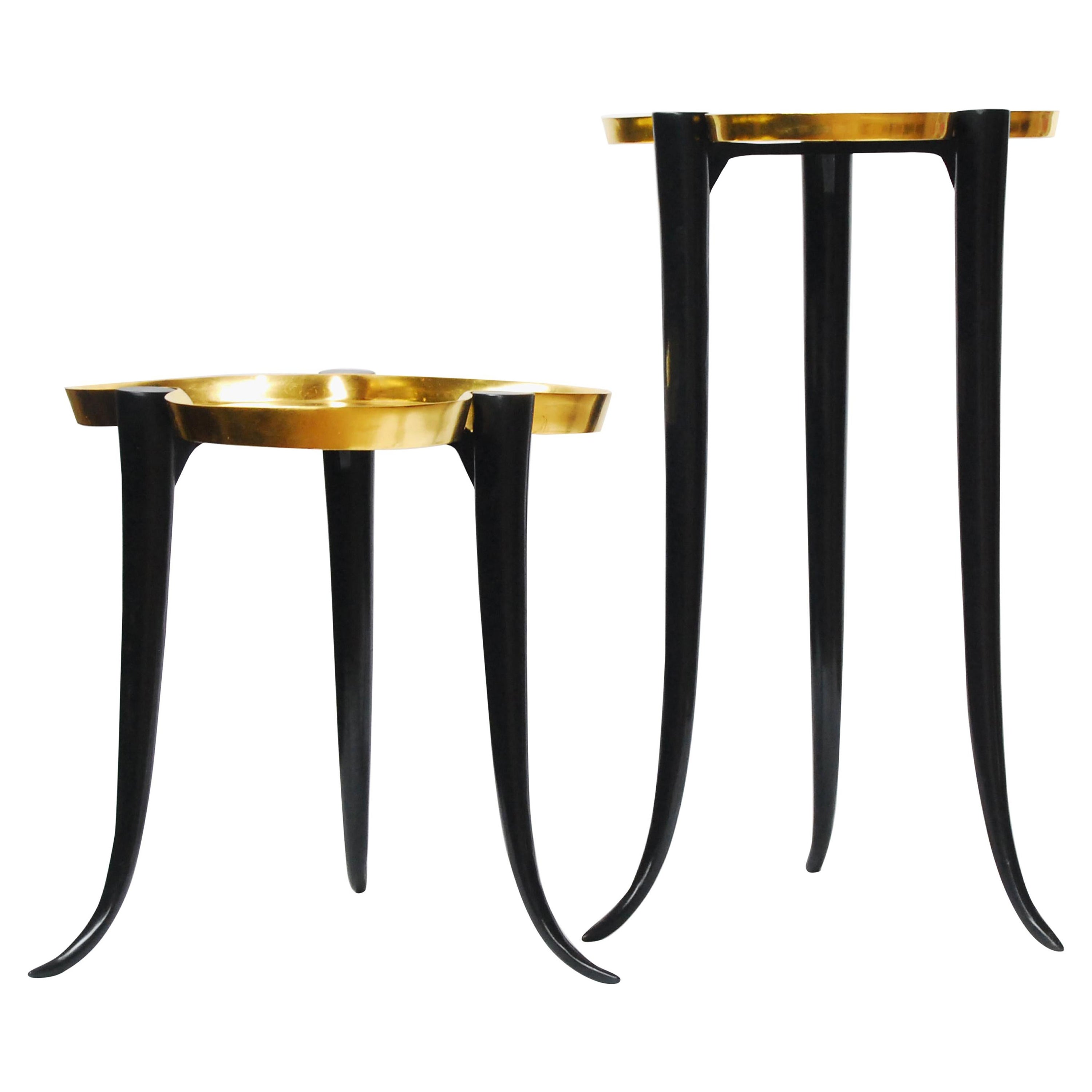 Low "Chime" Side Table in Gold, Red, and Black by Elan Atelier IN STOCK