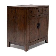 Low Chinese Book Cabinet with Burl Panels, c. 1850