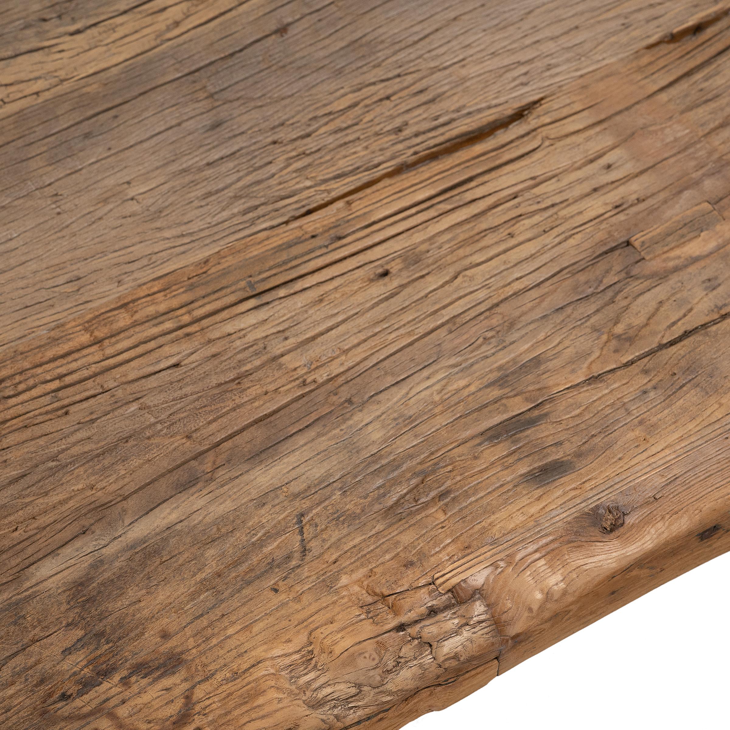 Contemporary Low Reclaimed Elm Waterfall Coffee Table For Sale