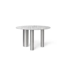 Modern Low Coffee Table Brandt CS1 by NOOM, Hand-brushed Stainless Steel