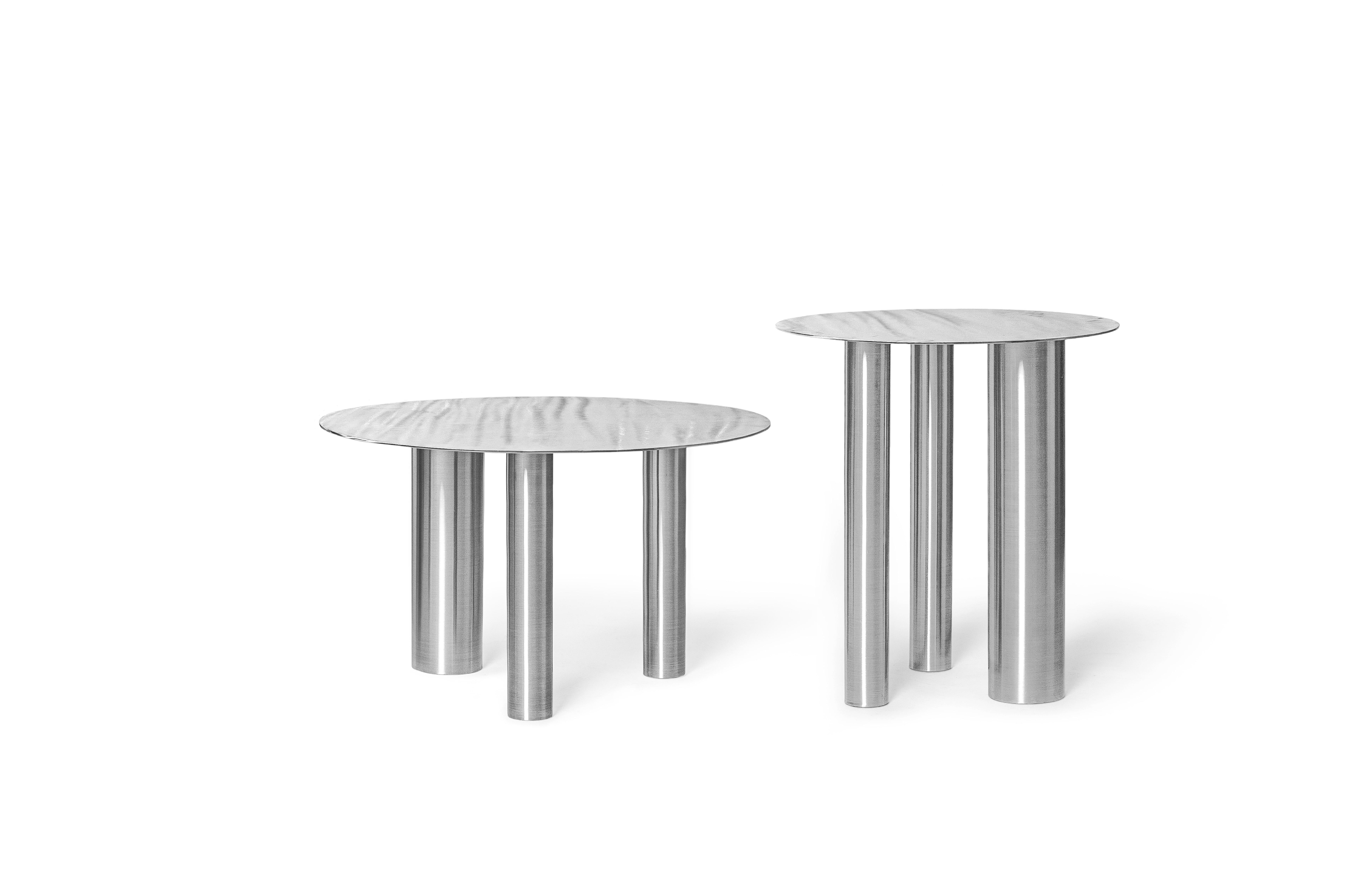 Brushed Low Coffee Table Brandt CS1 made of stainless steel by Noom