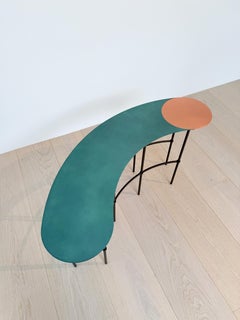 Low Coffee Table, Copper Design, Curved Paranthesis Form, Italy