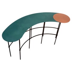 Low Coffee Table, Copper Design, Curved Paranthesis Form, Italy
