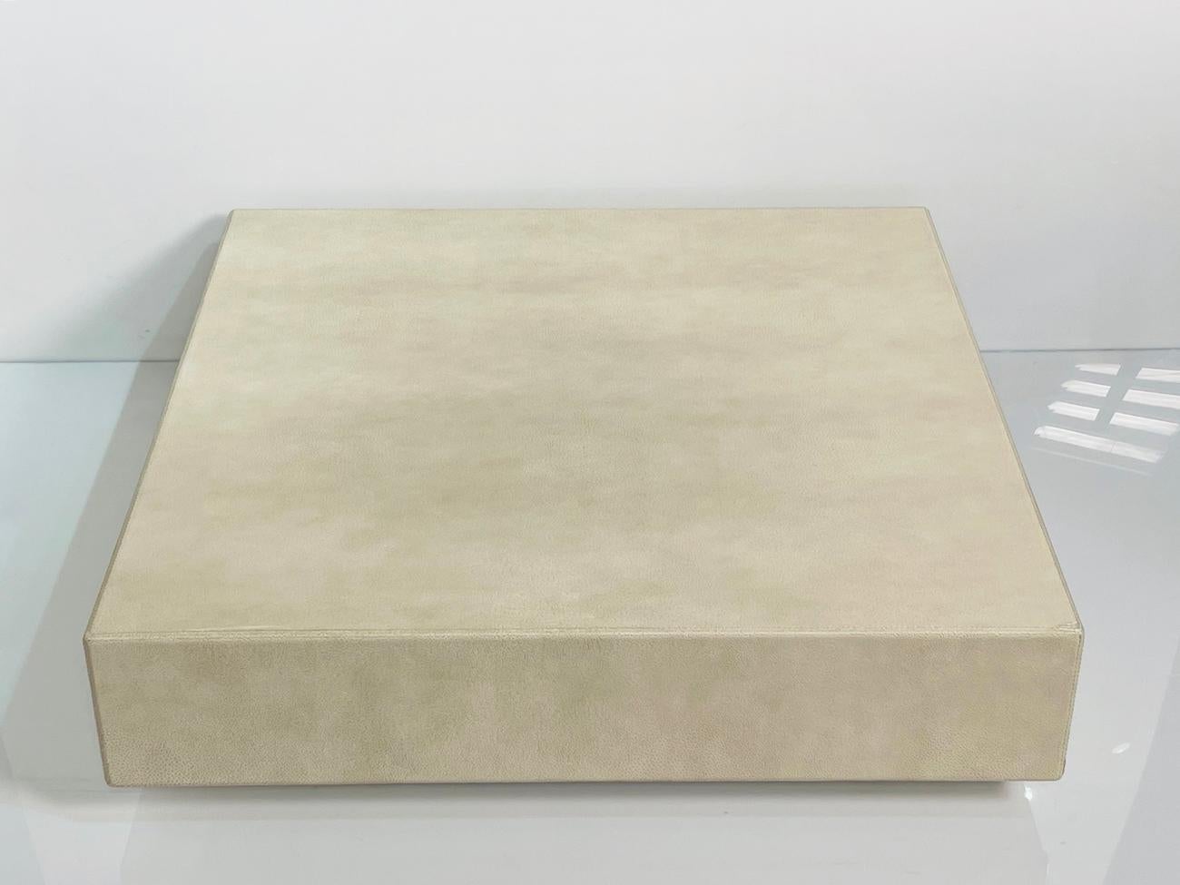 Low Coffee Table Embossed in Leather by Fendi In Good Condition For Sale In Los Angeles, CA