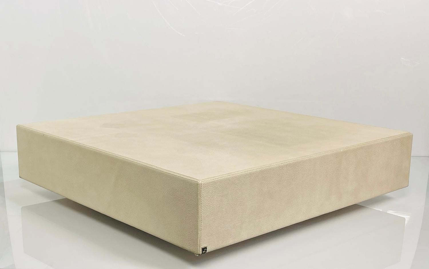 Contemporary Low Coffee Table Embossed in Leather by Fendi For Sale