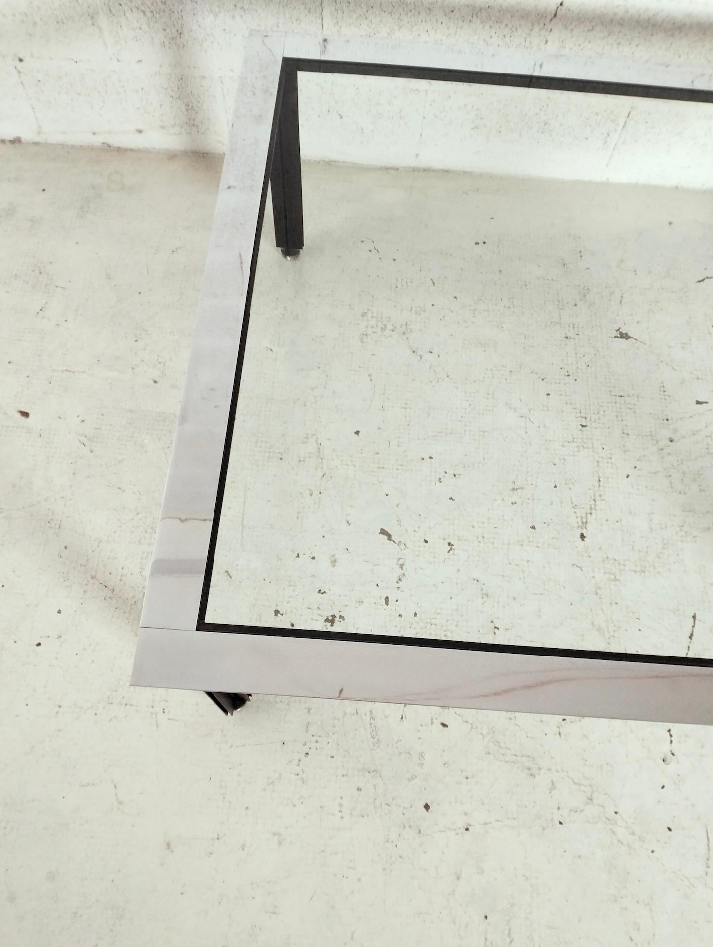 Low coffee table “Fasce cromate T10” by Luigi Caccia Dominioni for Azucena  60s In Good Condition In Padova, IT