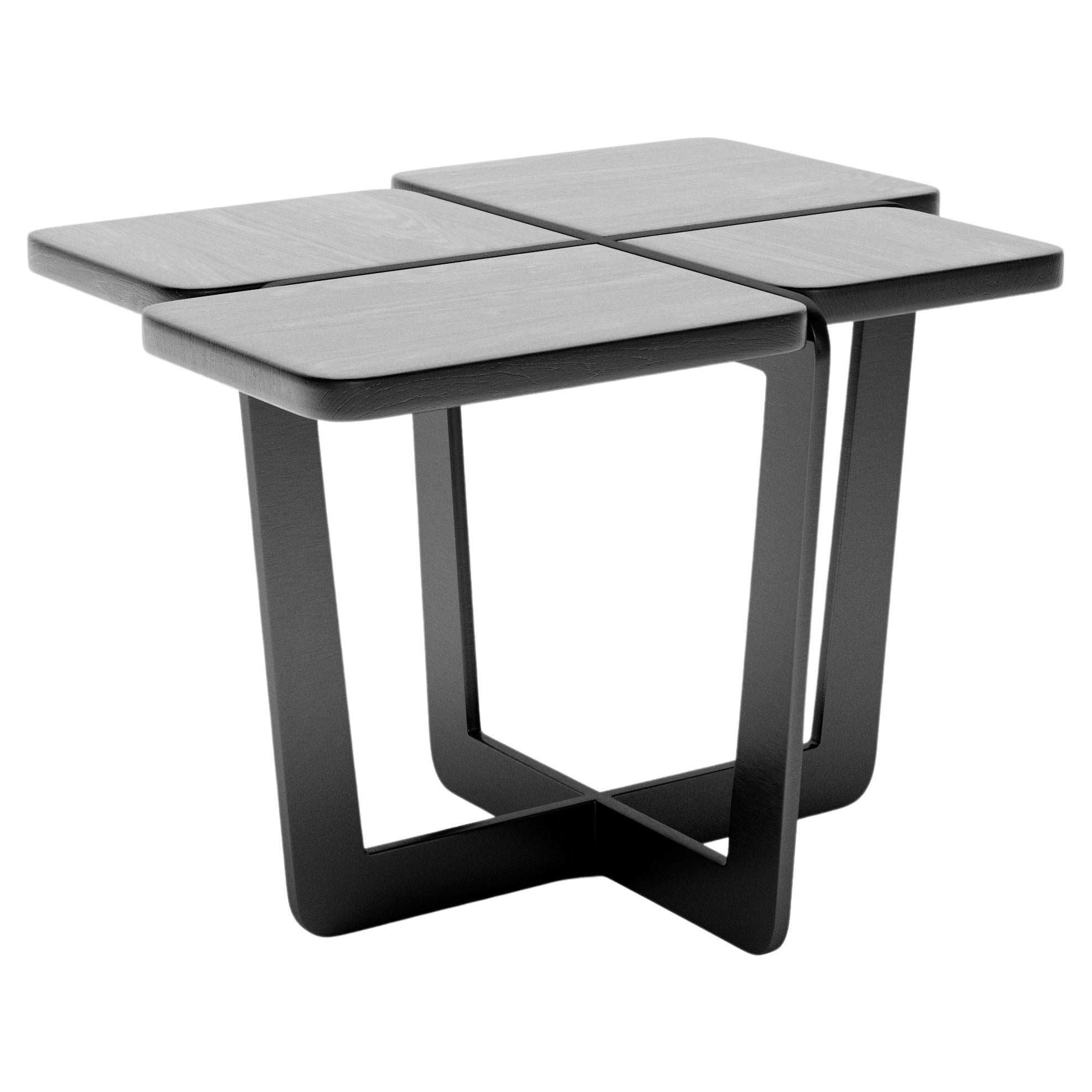 Low Coffee Table Gir A2 Made of Steel and Solid Wood For Sale