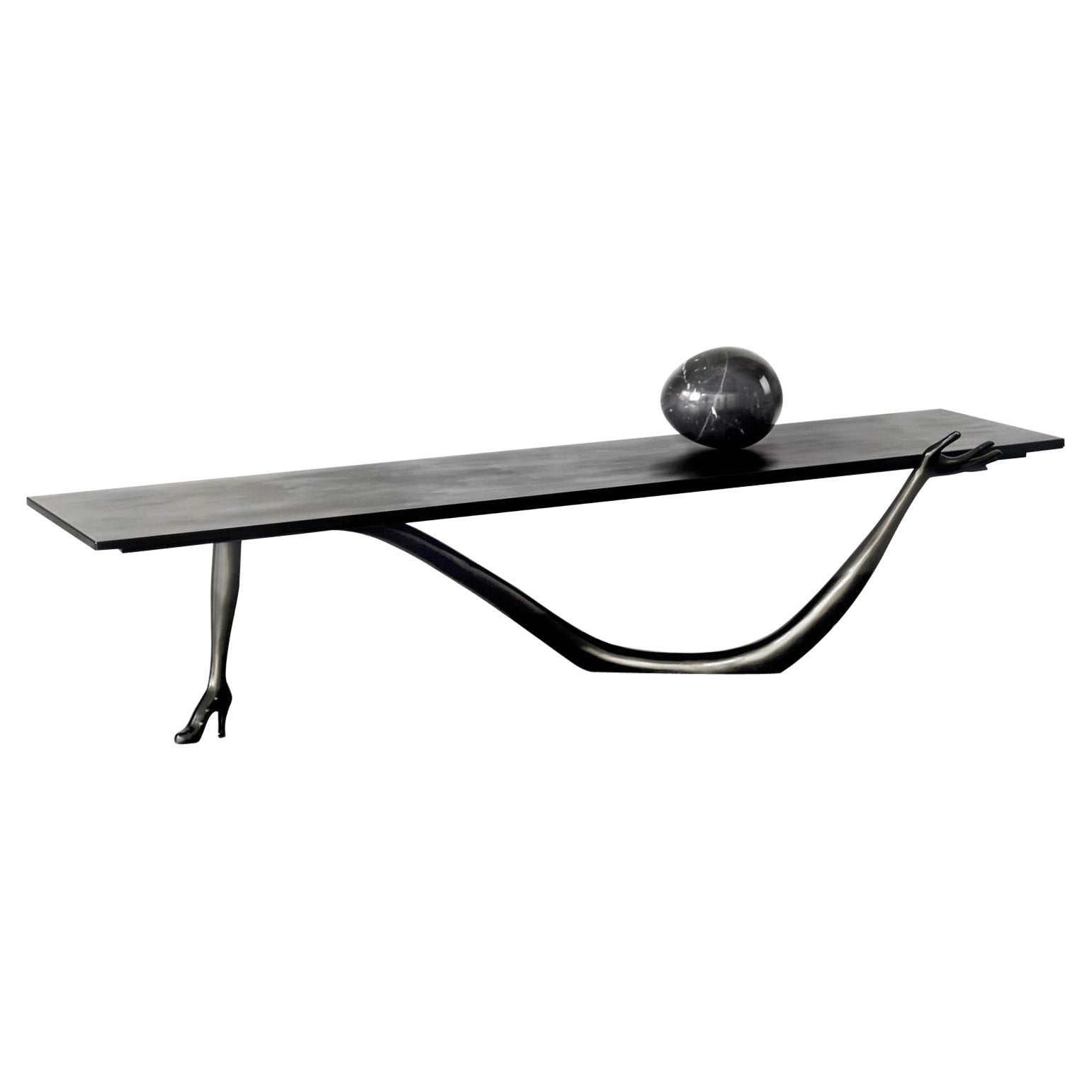 Mesa baja de centro "Leda" de Salvador Dalí edición limitada negra latón barnizado