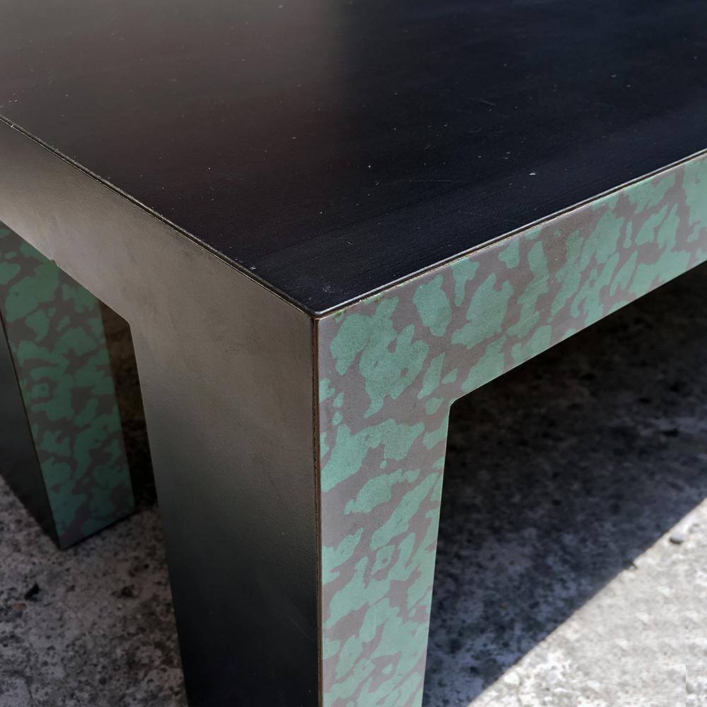 Late 20th Century Low Coffee Table with Green Decorative Motif on Two Side, 1980s