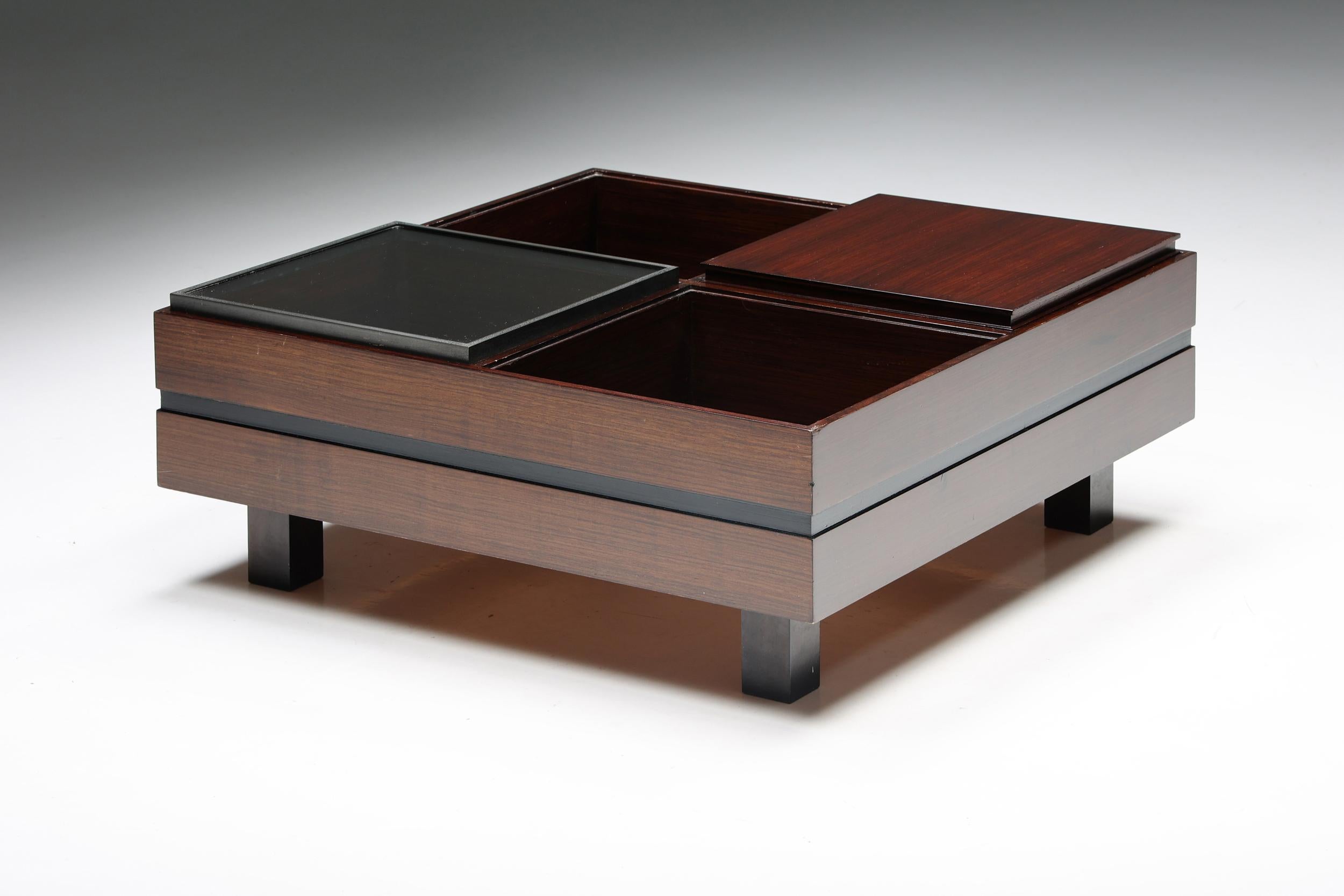 Low Coffee Tables with Removable Trays by Carlo Hauner for Forma, Italy, 1970s 3