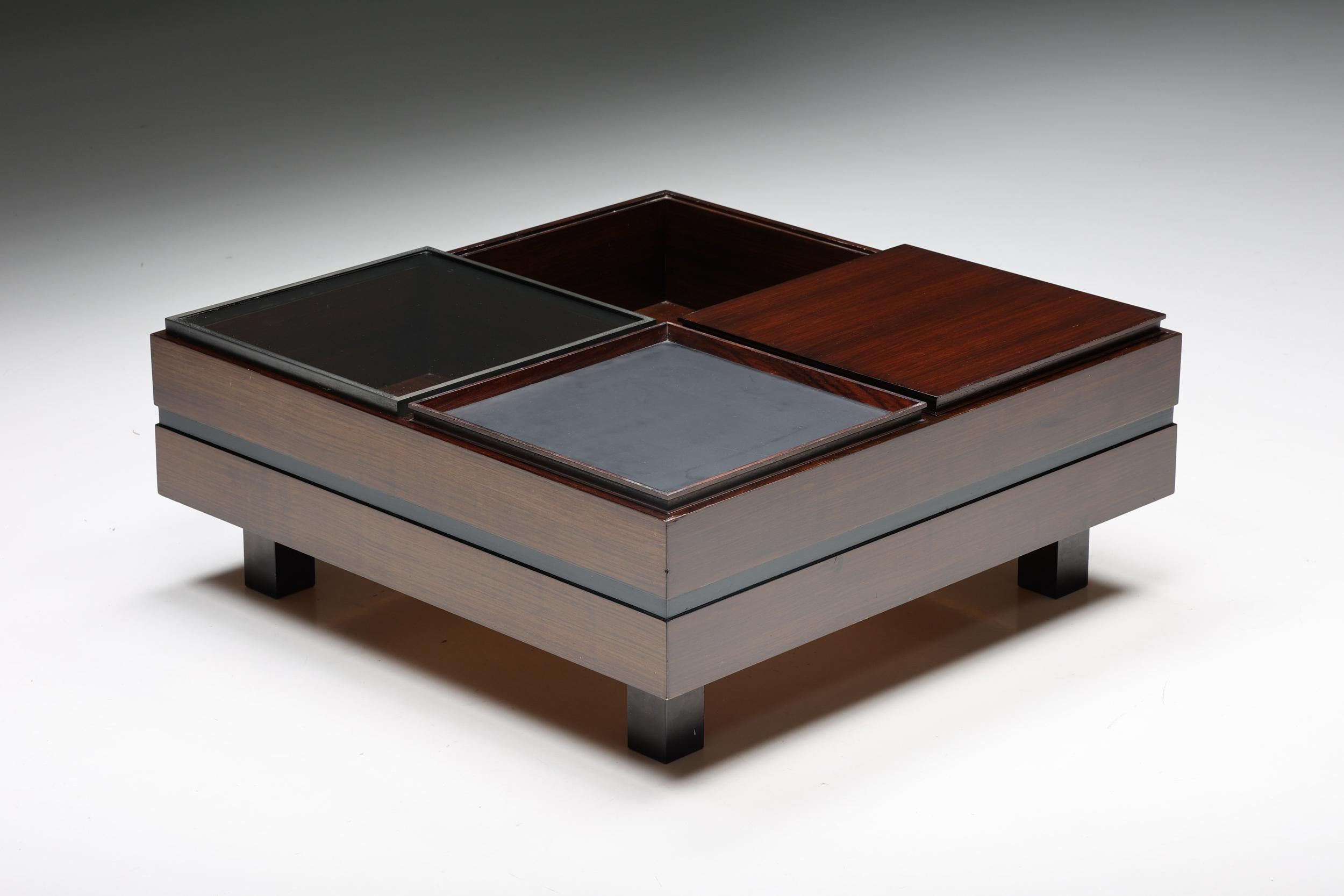 Low Coffee Tables with Removable Trays by Carlo Hauner for Forma, Italy, 1970s 4