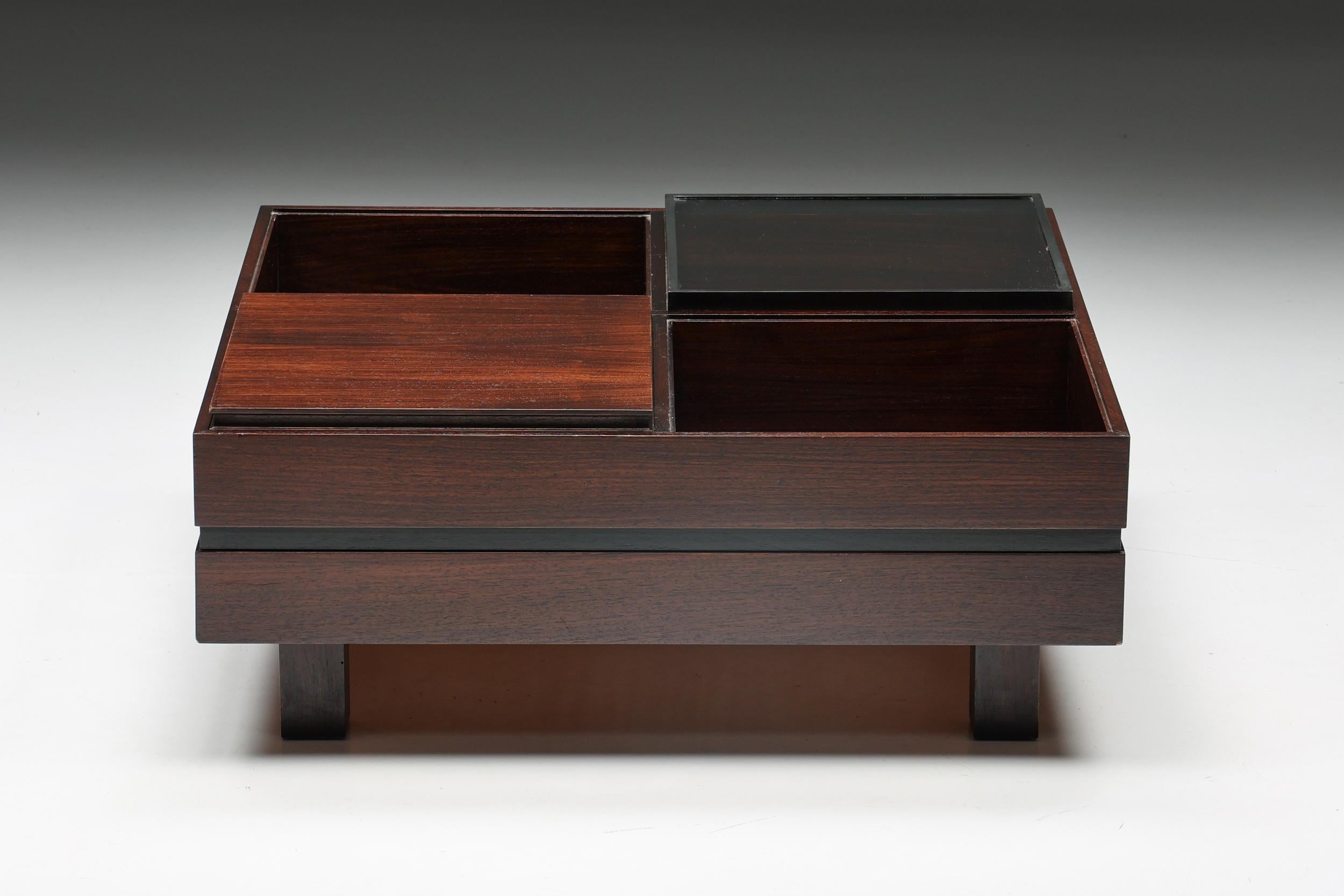 Low Coffee Tables with Removable Trays by Carlo Hauner for Forma, Italy, 1970s 11