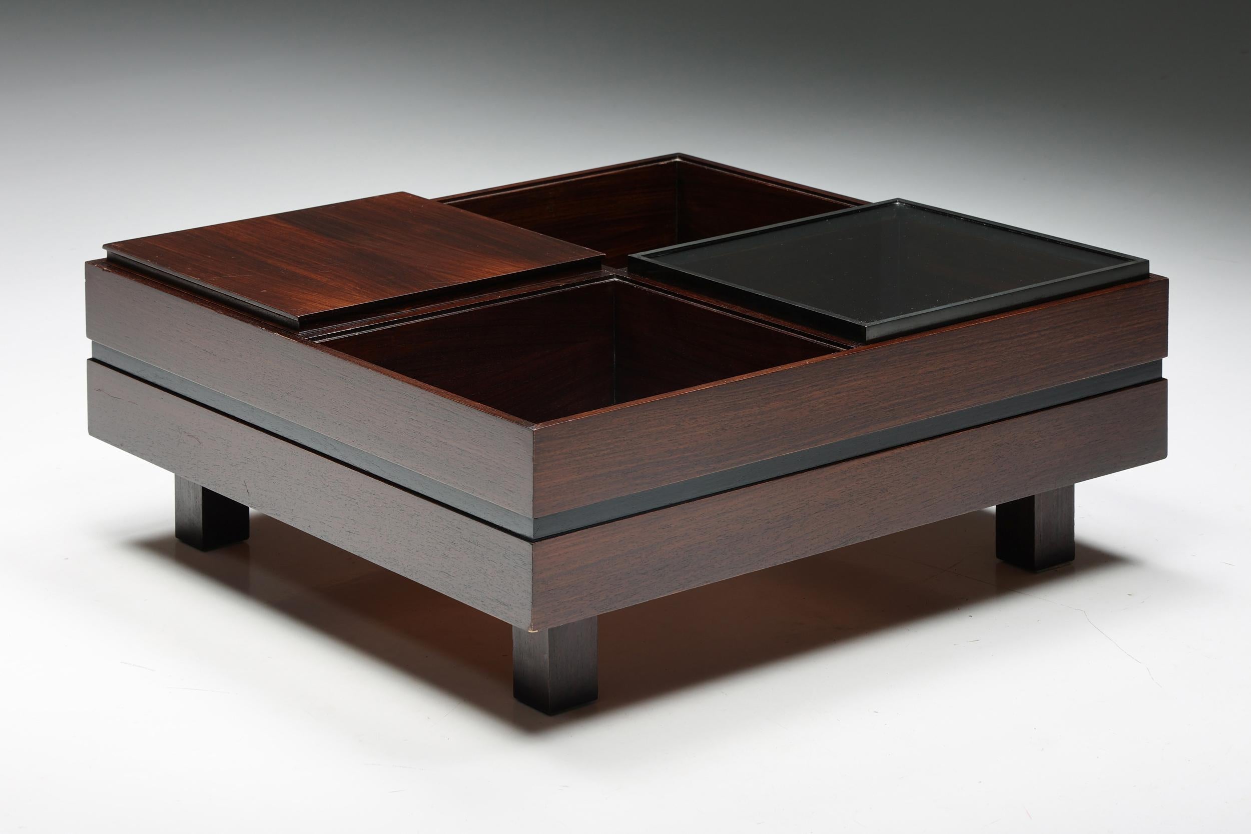 Low Coffee Tables with Removable Trays by Carlo Hauner for Forma, Italy, 1970s 13