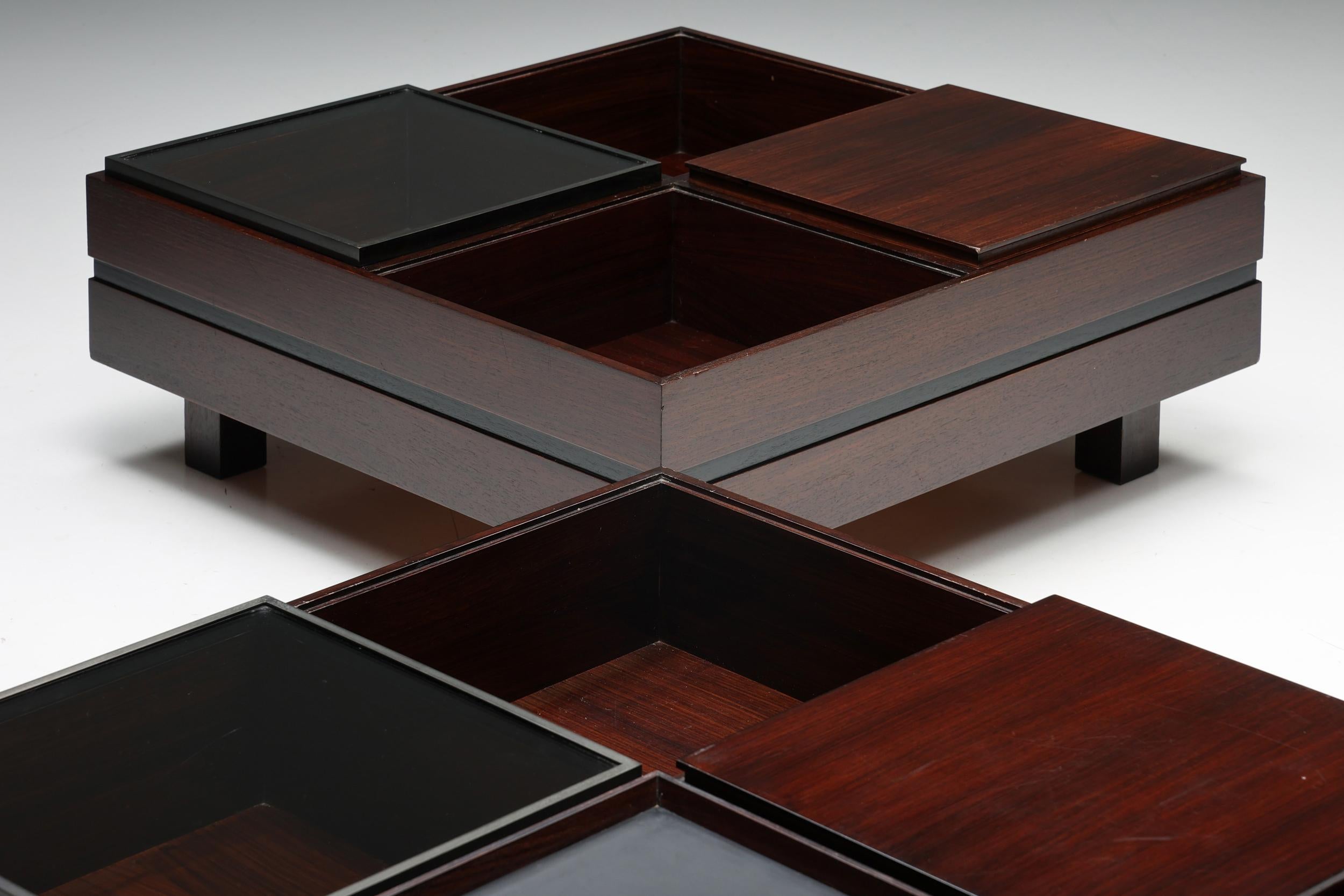 Late 20th Century Low Coffee Tables with Removable Trays by Carlo Hauner for Forma, Italy, 1970s