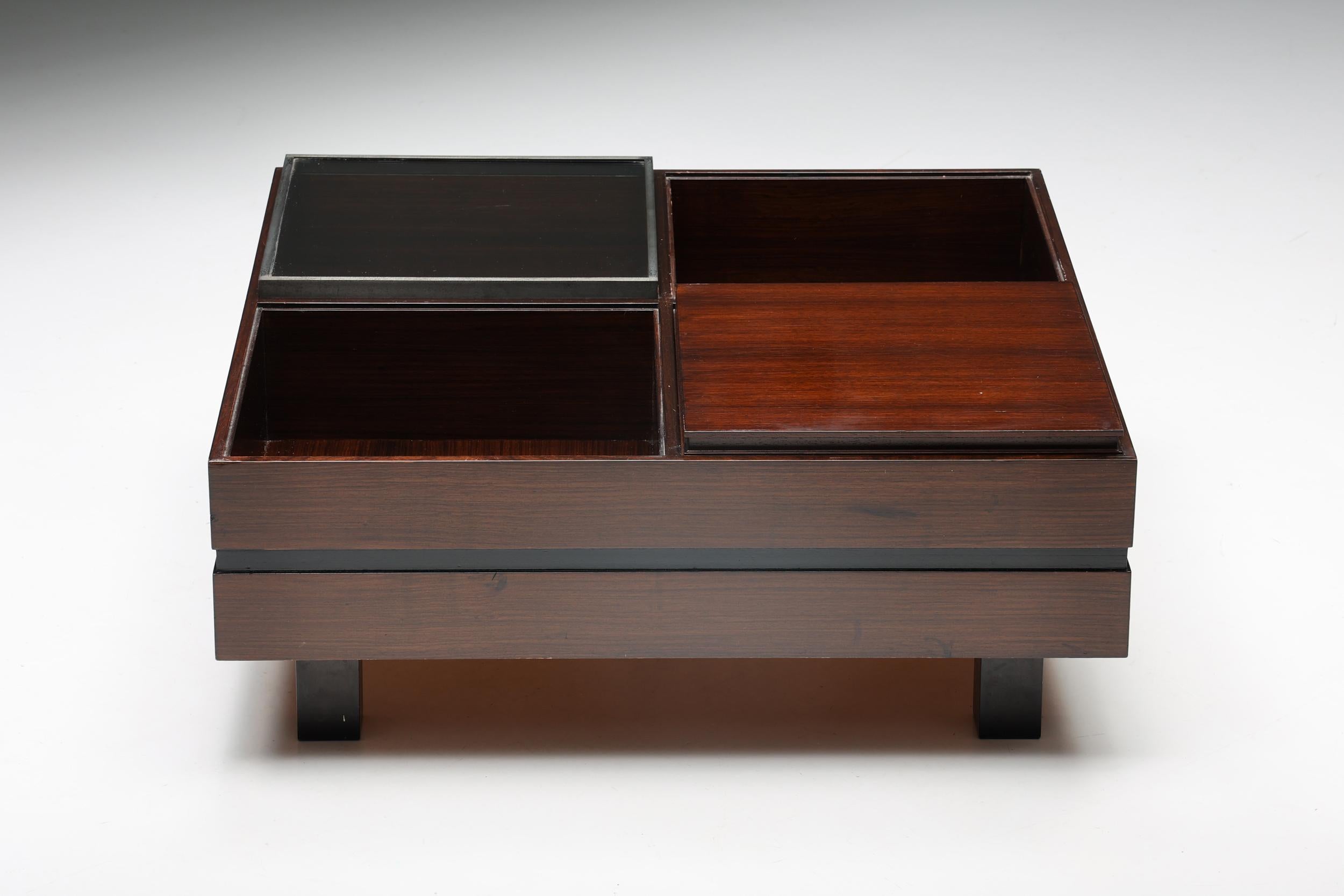 Low Coffee Tables with Removable Trays by Carlo Hauner for Forma, Italy, 1970s 2