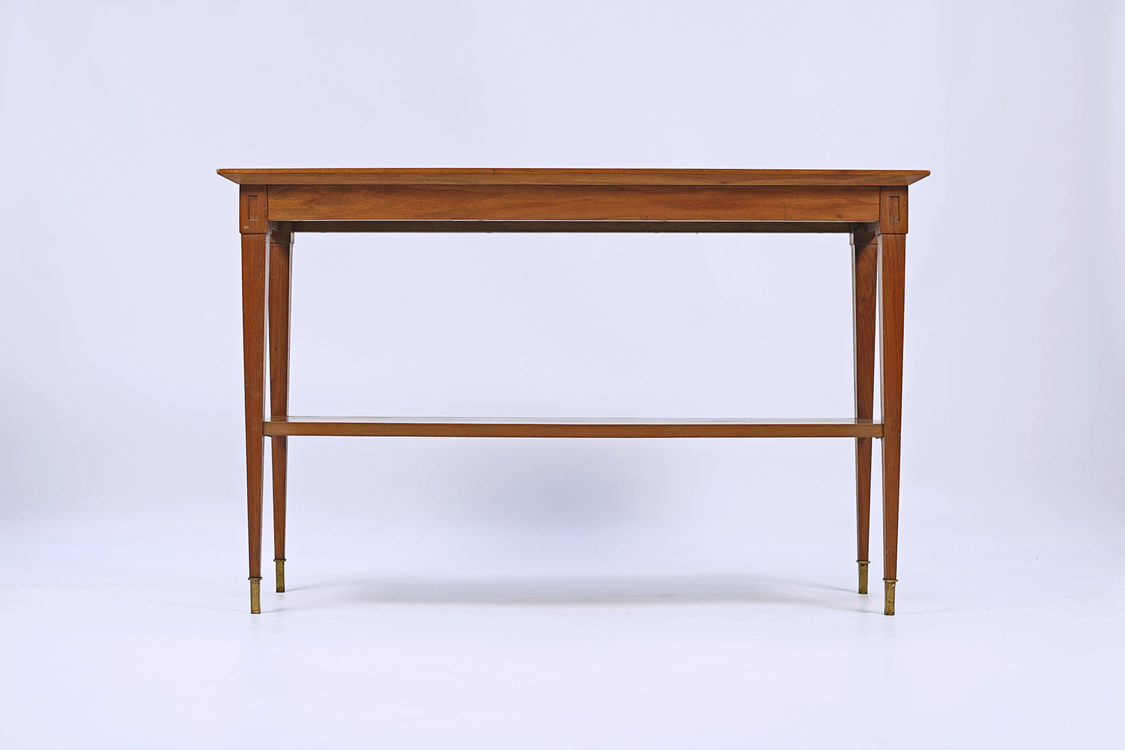 Low console by Jacques Quinet (1918 - 1992). Cuban wood and carrara marble top.

France, CIRCA 1940.