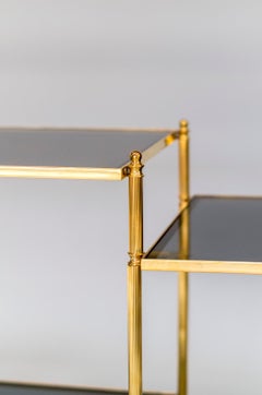Low Console in Gilt Brass and Smoked Glass, 1970s