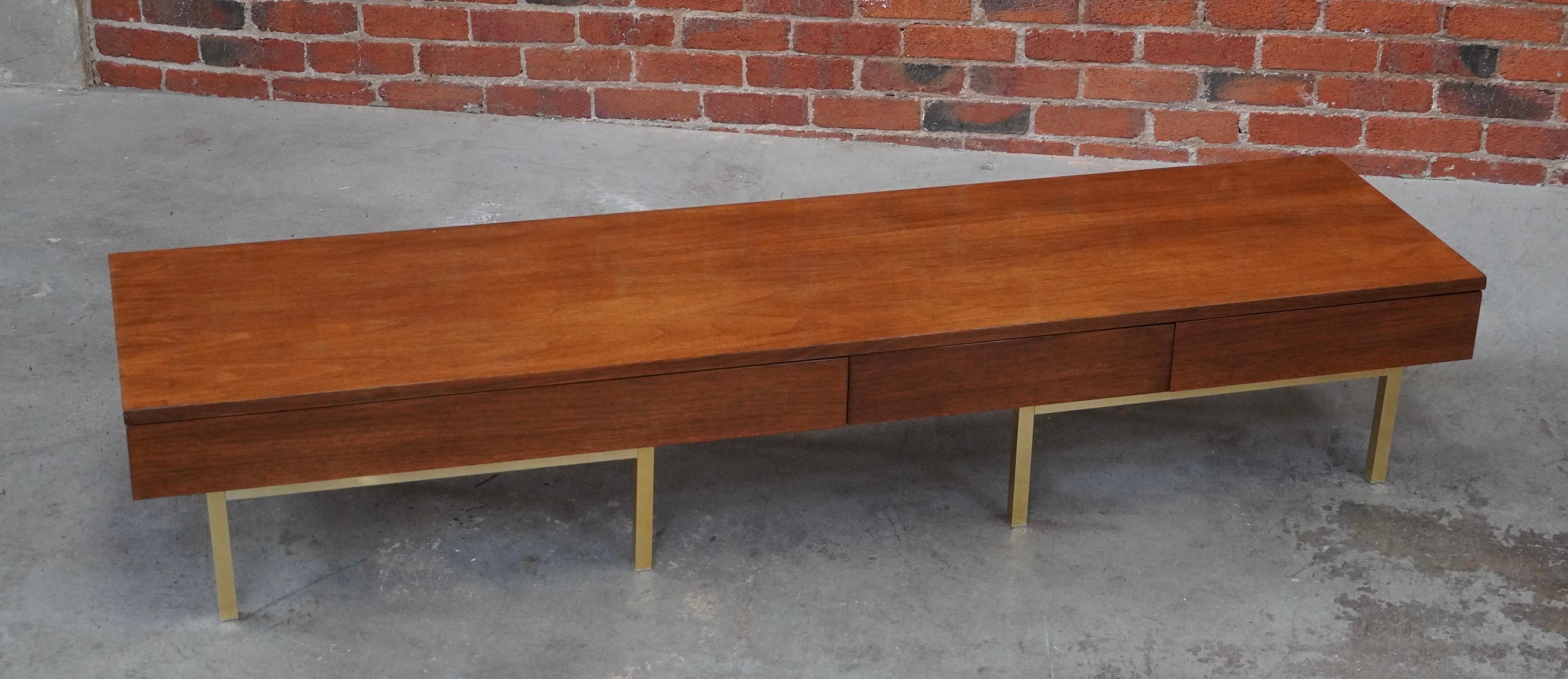 Mid-Century Modern Low Console with Drawers / Coffee Table / Bench For Sale