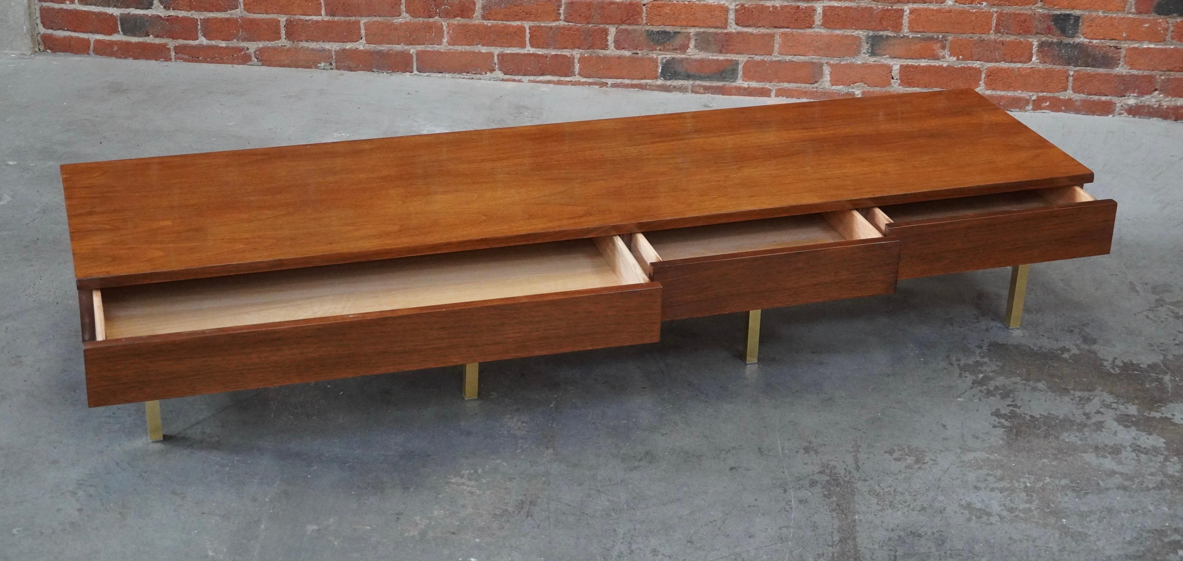 Hand-Crafted Low Console with Drawers / Coffee Table / Bench For Sale