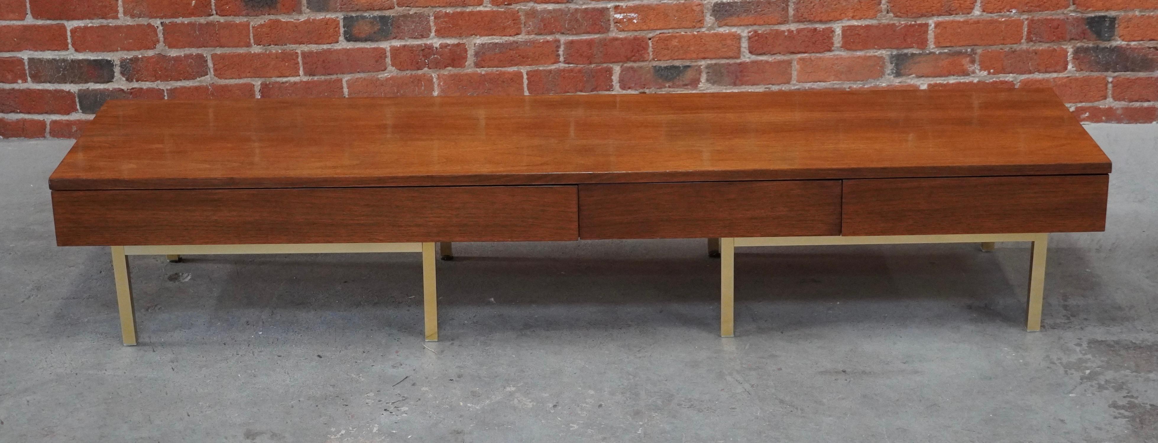 Mid-20th Century Low Console with Drawers / Coffee Table / Bench For Sale