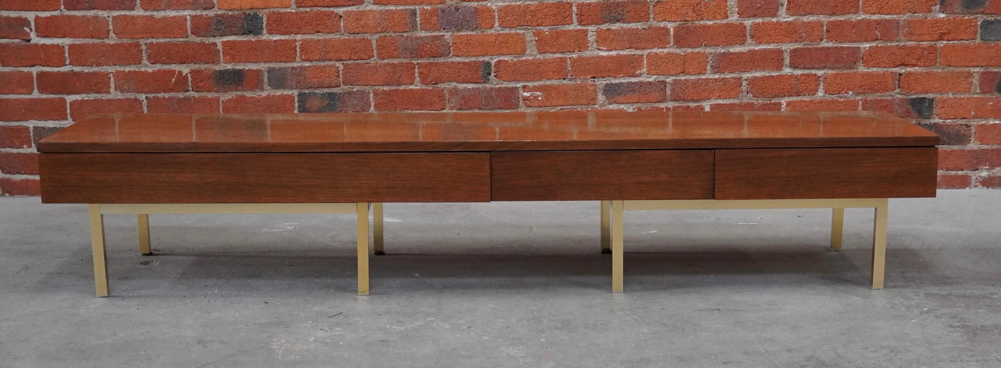 Brass Low Console with Drawers / Coffee Table / Bench For Sale