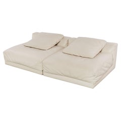 Low cream leather Luis lounge chairs by Antonio Citterio for B&B Italia
