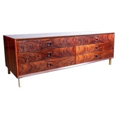 Low Danish chest of drawers in rosewood, 6 drawers, by Erik Brouer 1960.