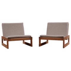 Scandinavian Modern Low Danish Oregon Pine Lounge Chairs, Mid 20th Century