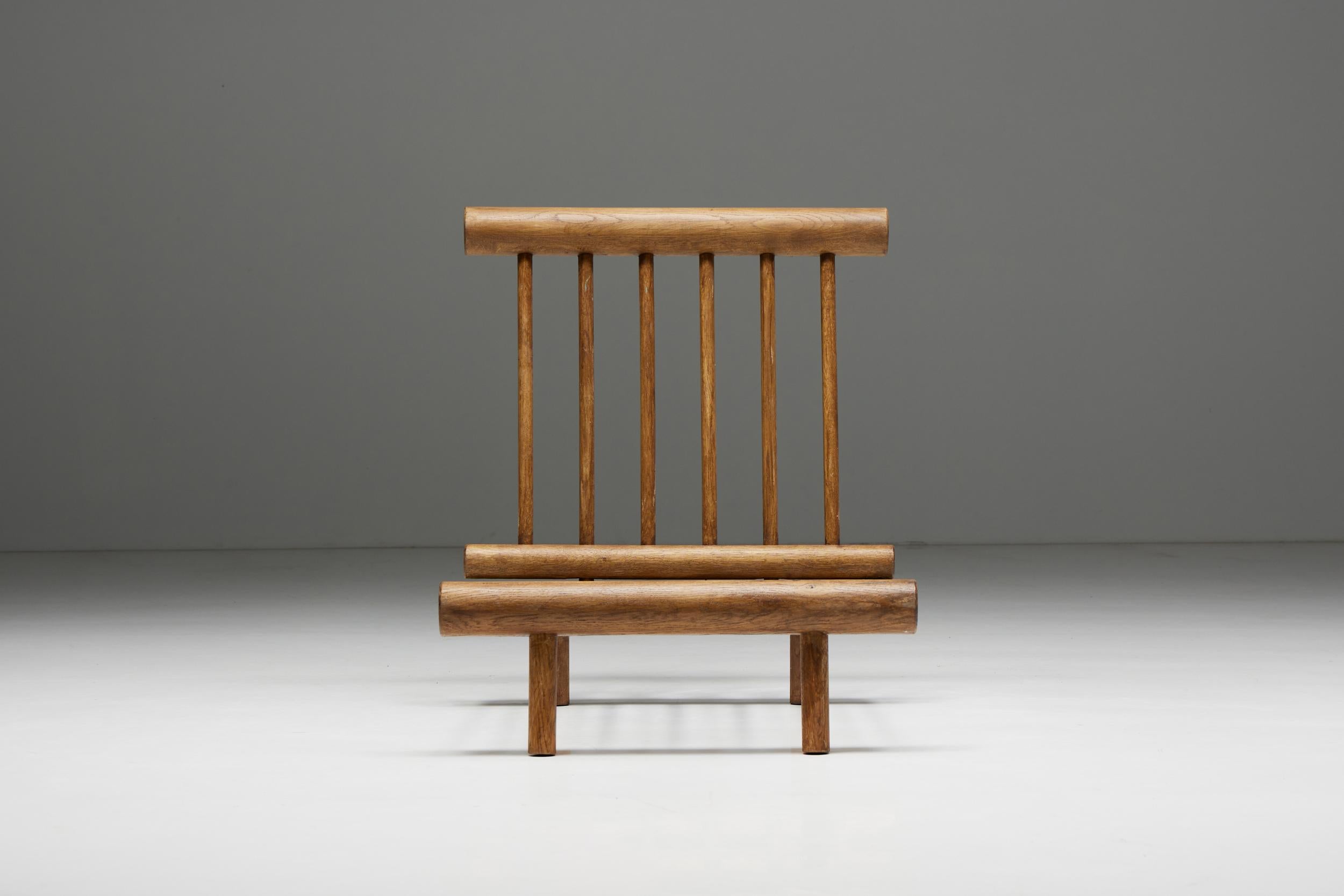 Niedrige Easy Chairs von Charlotte Perriand für La Cachette, Frankreich, 1960er Jahre (Eichenholz) im Angebot