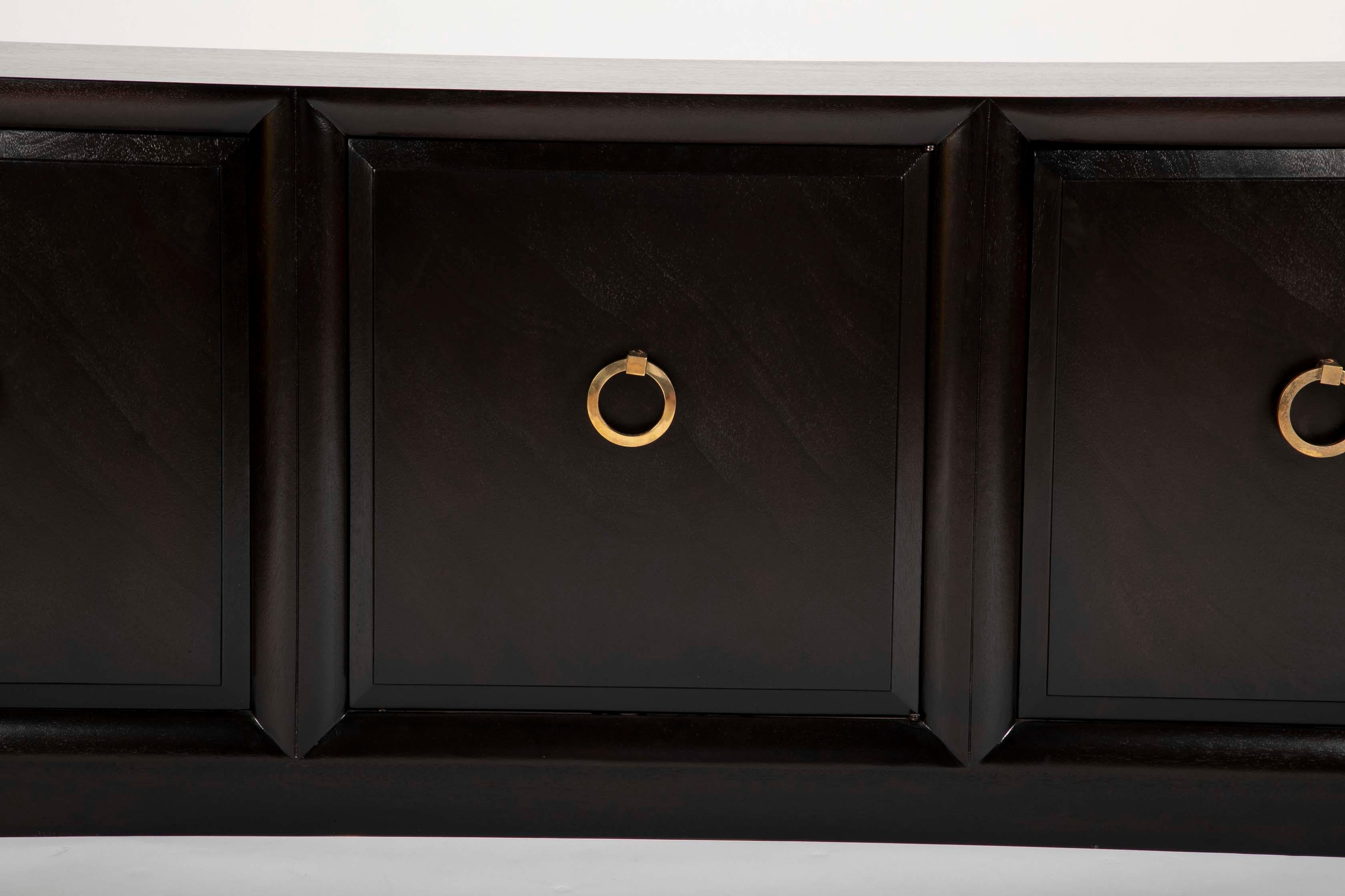 Low Ebonized Sideboard by T.H. Robsjohn-Gibbings for Widdicomb In Good Condition In Stamford, CT