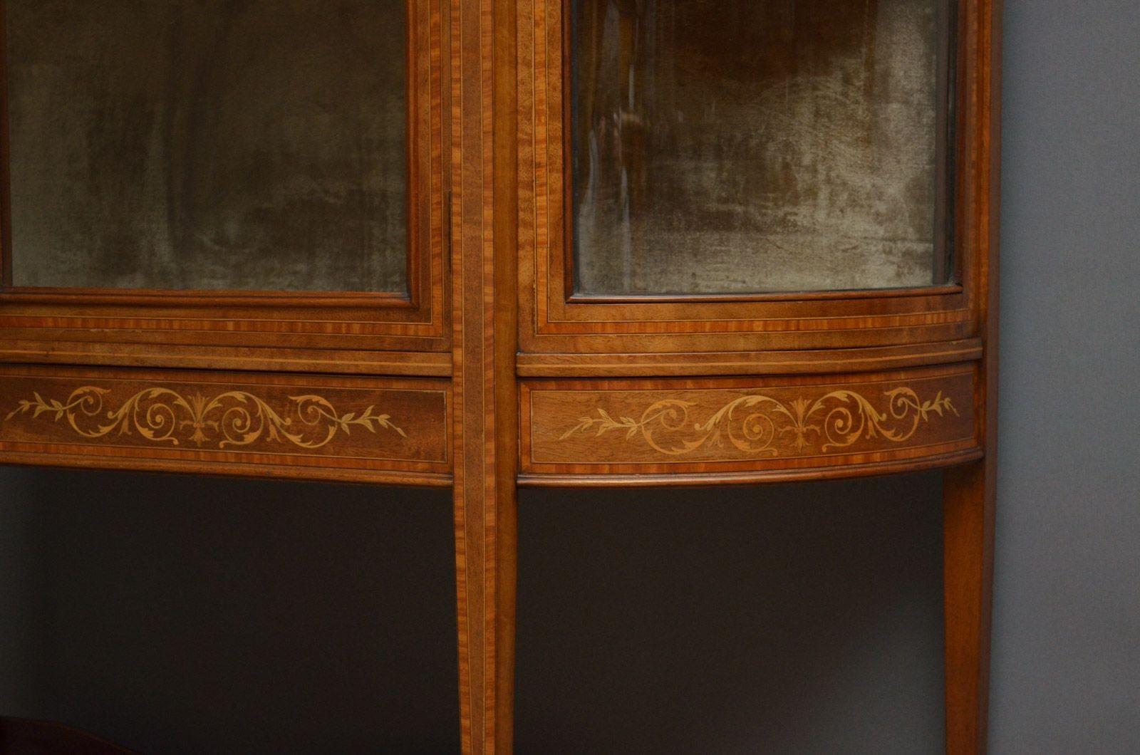 Low Edwardian Inlaid Display Cabinet For Sale 3