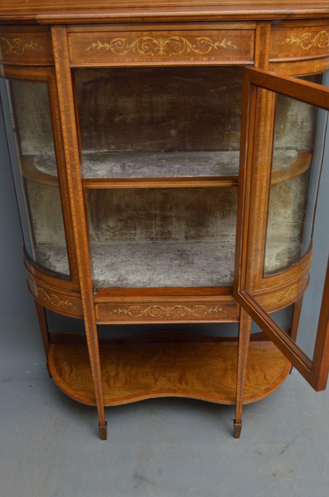 Low Edwardian Inlaid Display Cabinet For Sale 1