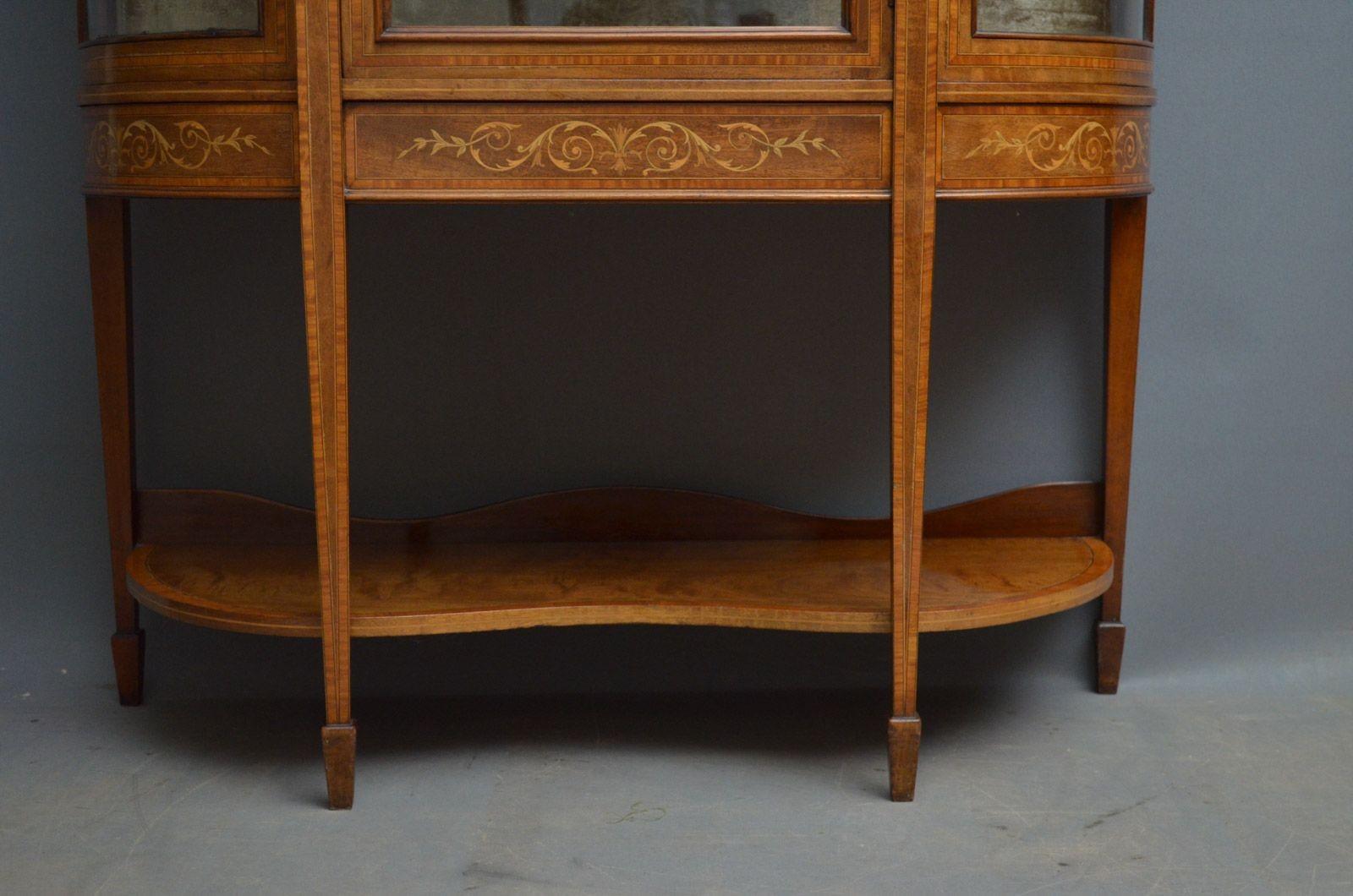 Low Edwardian Inlaid Display Cabinet For Sale 2