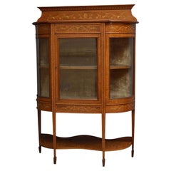 Antique Low Edwardian Inlaid Display Cabinet