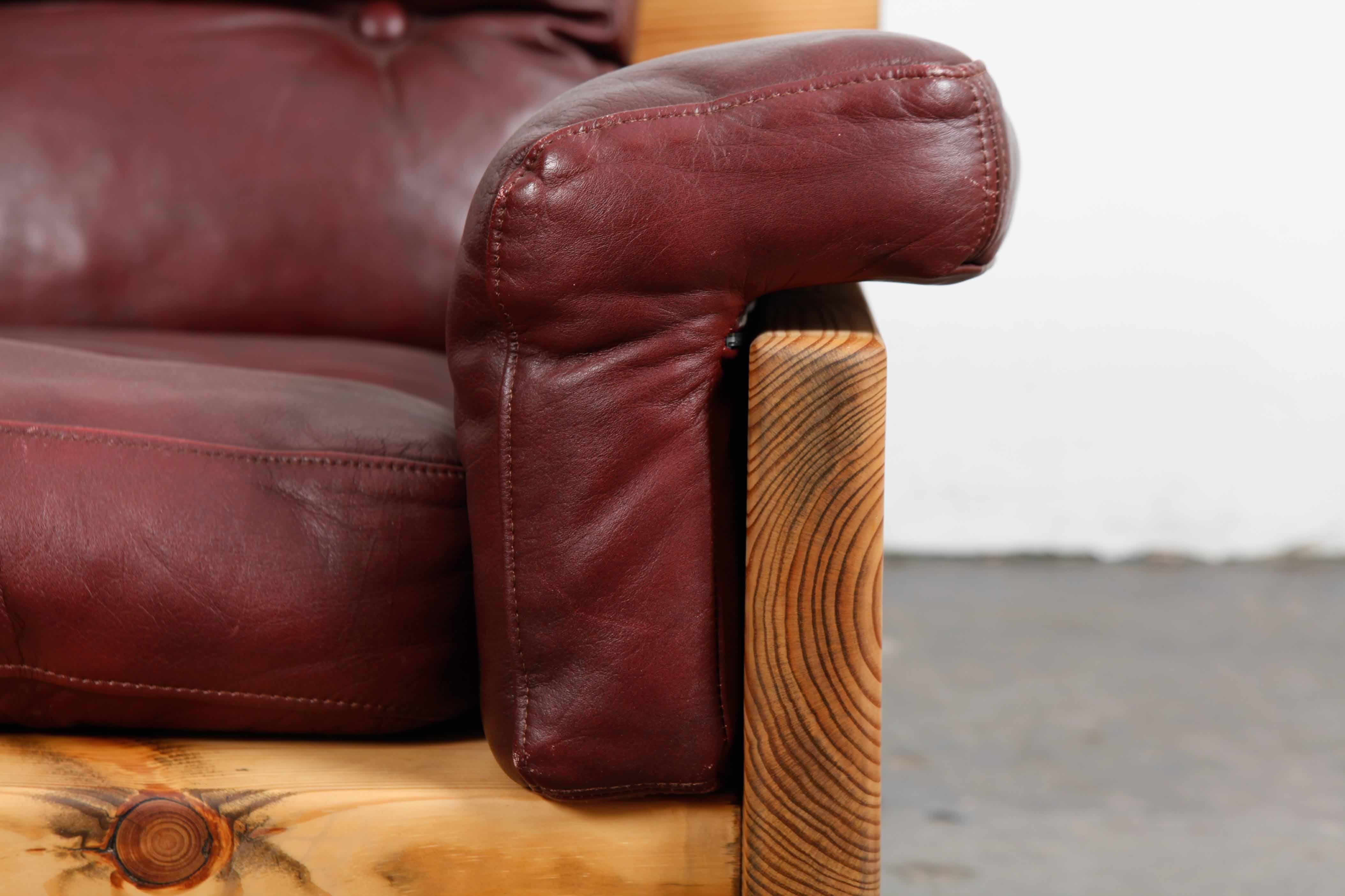 Low Finnish Lounge Chair by Hannu Jyräs in Solid Pine with Original Leather 4