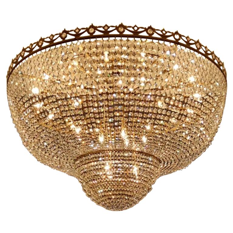 Lustre bas Empire en cristal encastré Chateau Lustre