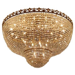 Low Flushmount Crystal Chandelier Empire Big Palace Lamp Chateau Lustre