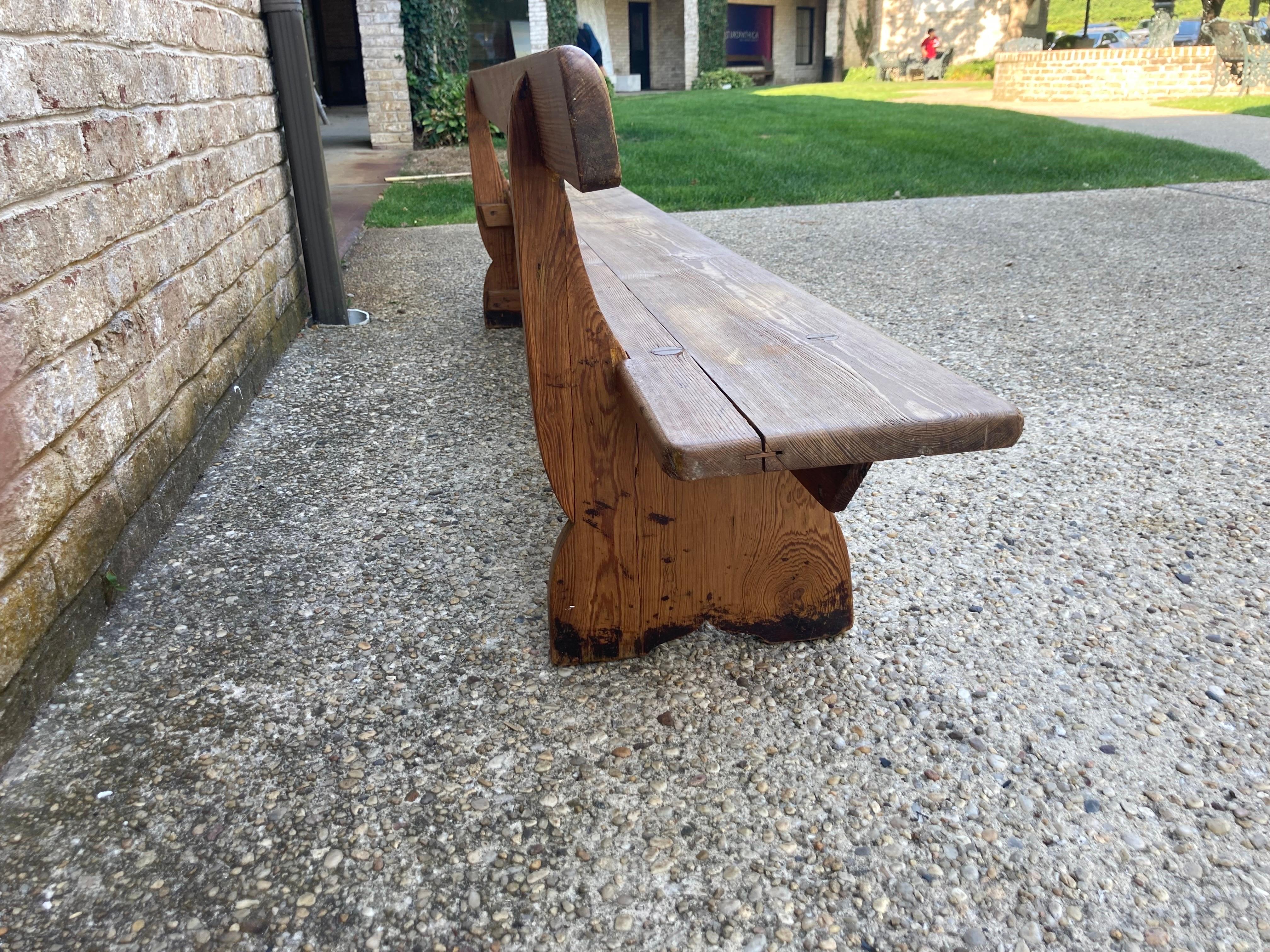 Wood Low French Bench with Back