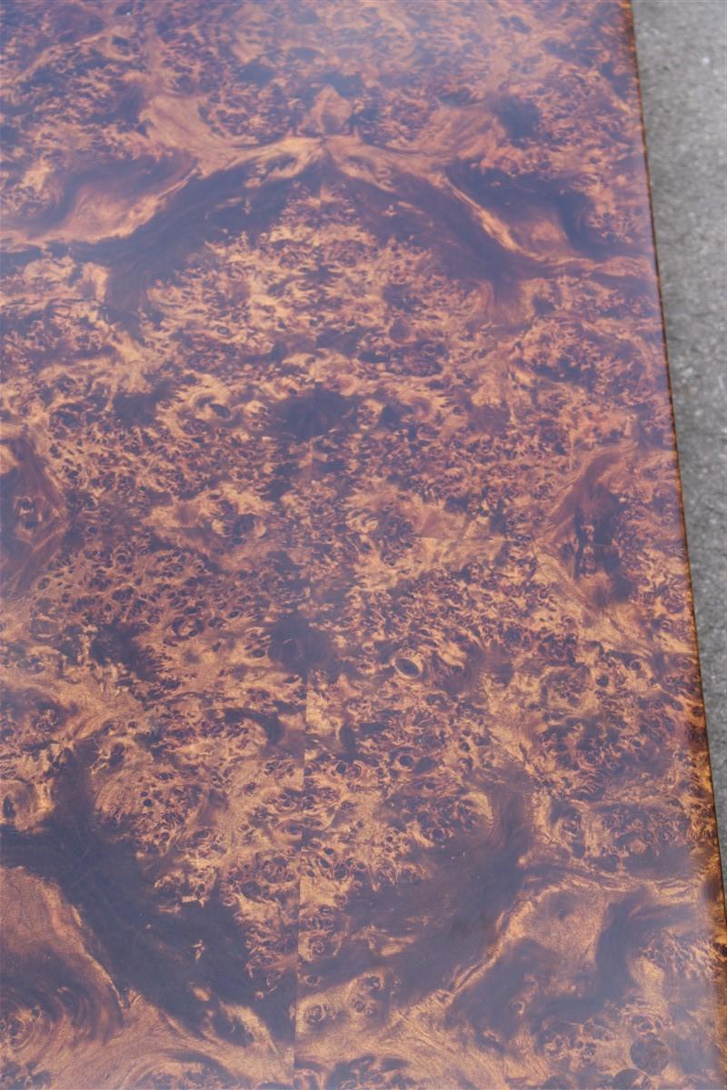 Table basse française Noyer Briar Pieds en métal satiné Style Paul Evans:: 1970 Bon état à Palermo, Sicily