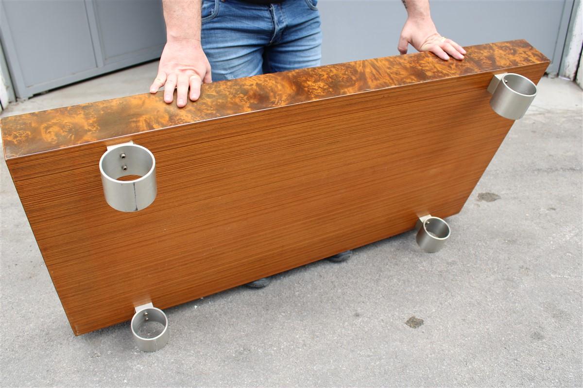 Table basse française Noyer Briar Pieds en métal satiné Style Paul Evans:: 1970 en vente 1