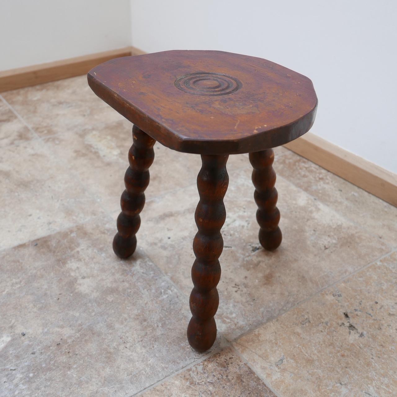 Low French Midcentury Wooden Bobbin Stool or Side Table at 1stDibs